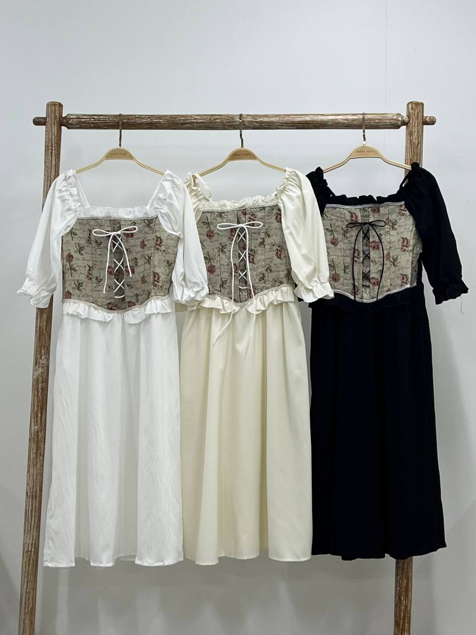 Rose Corset Smock Milkmaid Dress Happy Vibes Rose Corset Smock Milkmaid Dress Happy Vibes