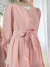 Load image into Gallery viewer, Angel Eyelet Dress Peach
