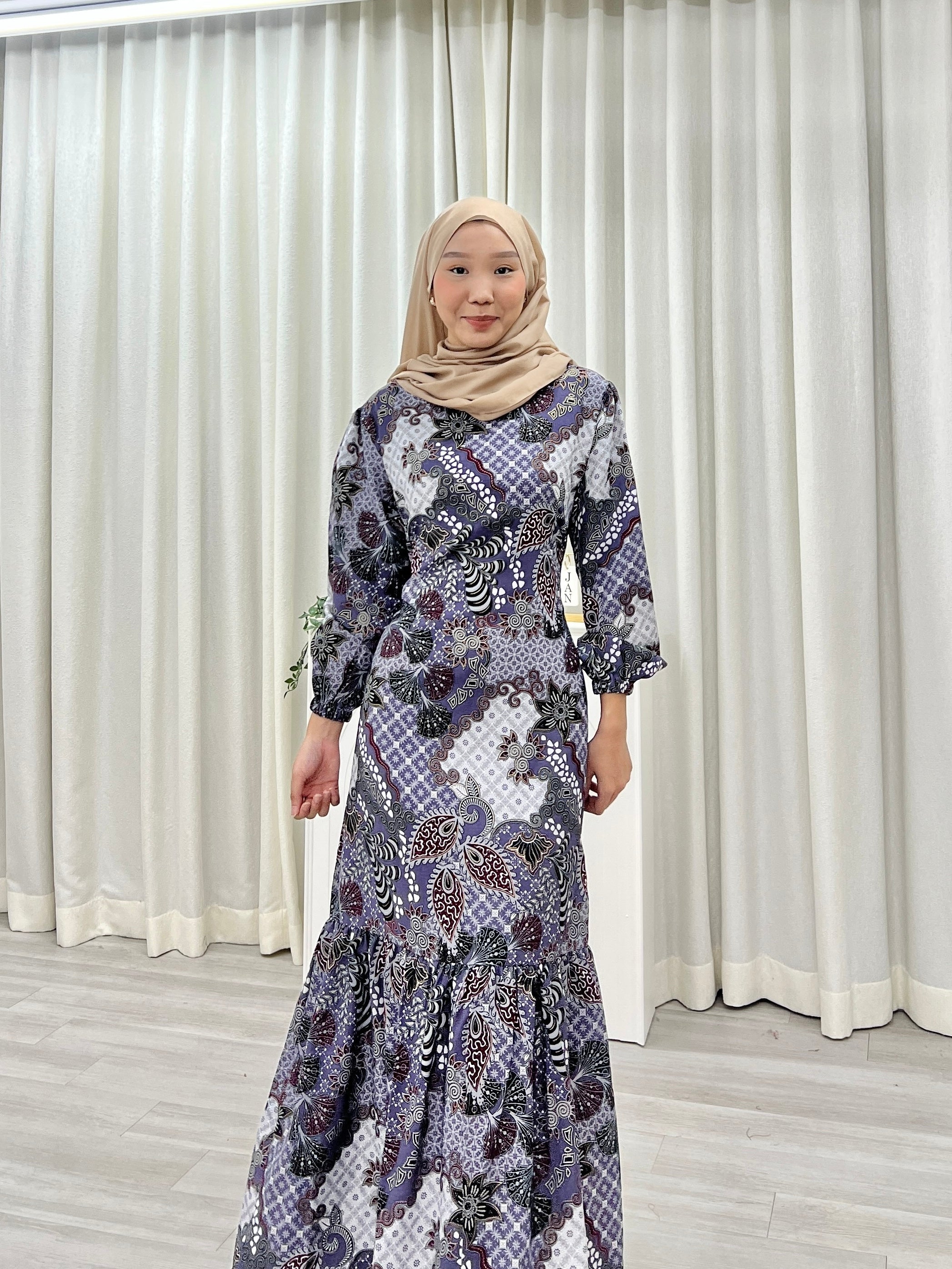 Batik Square Neck Ruffle Dress - Palanya