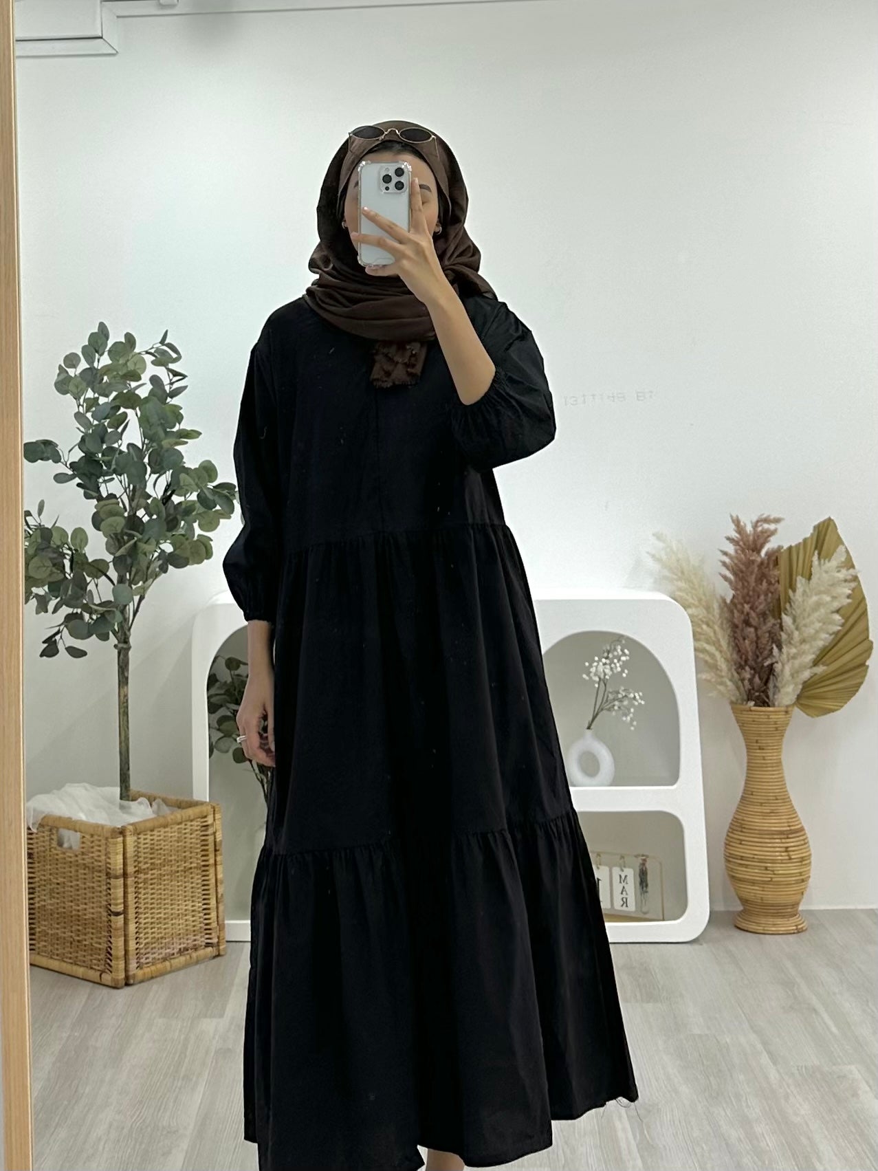 Plain Nursing Friendly Linen Dress