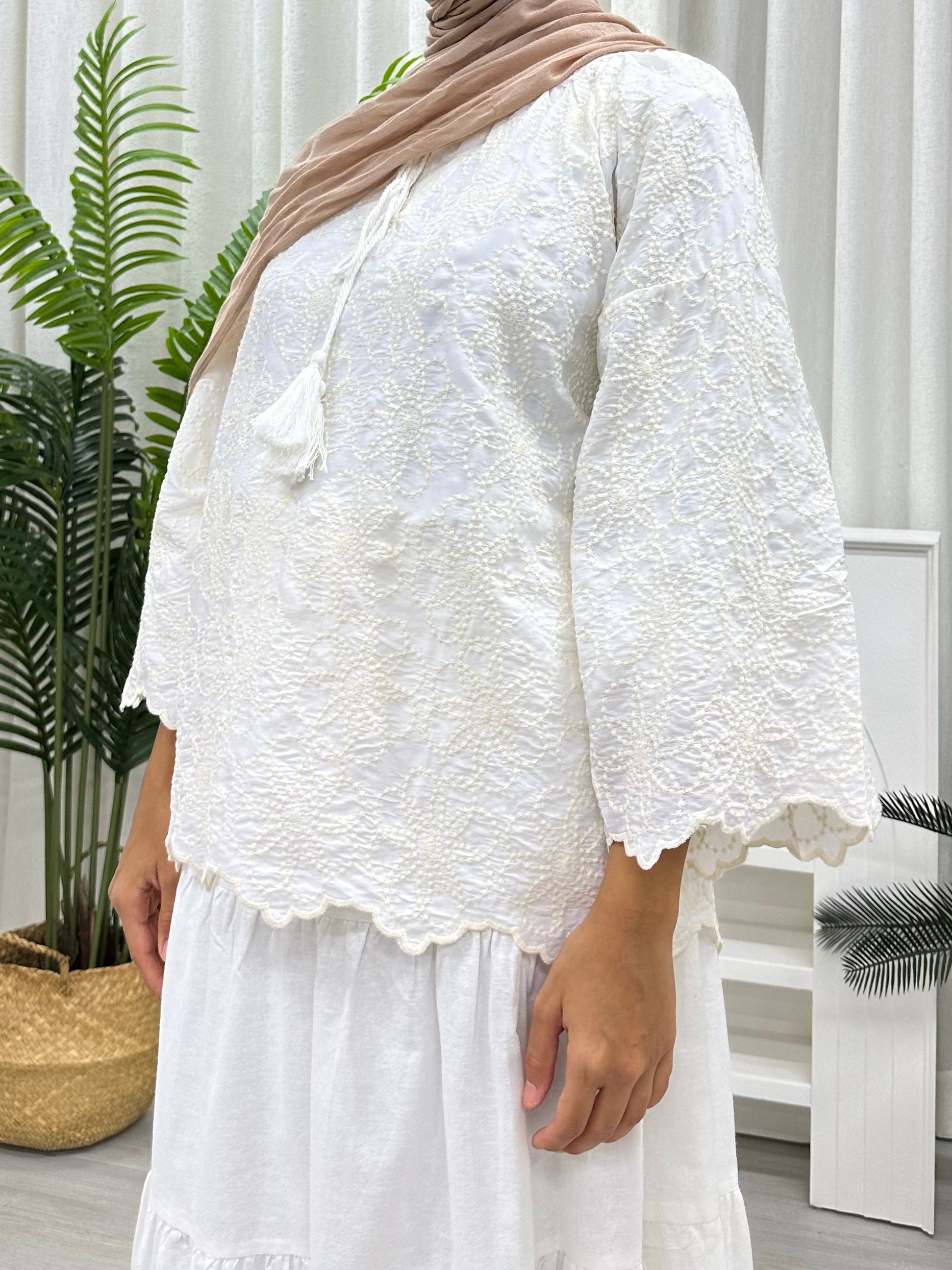 Flora Embroidered String Top