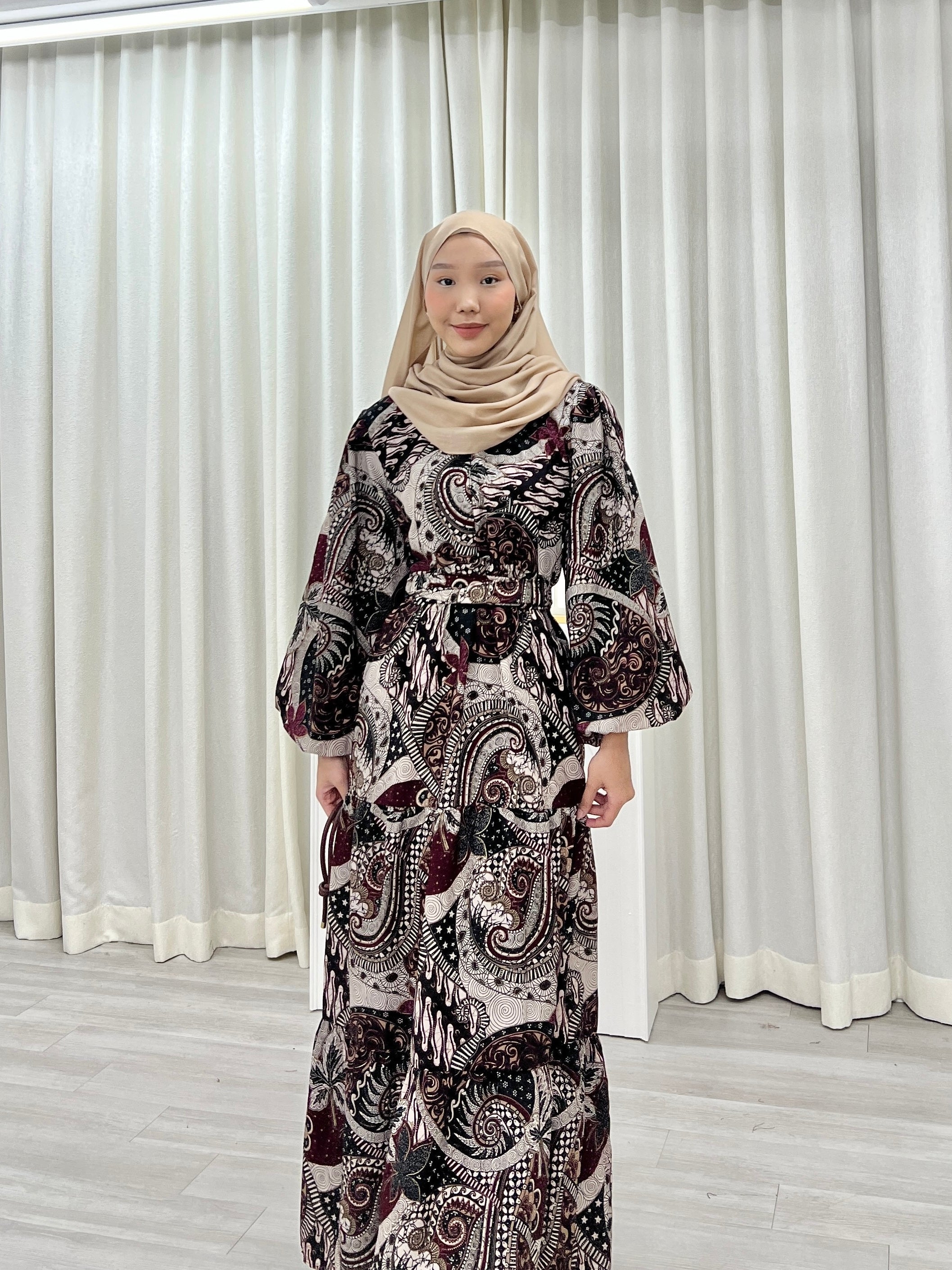 Batik Balloon Sleeve Dress - Jihan