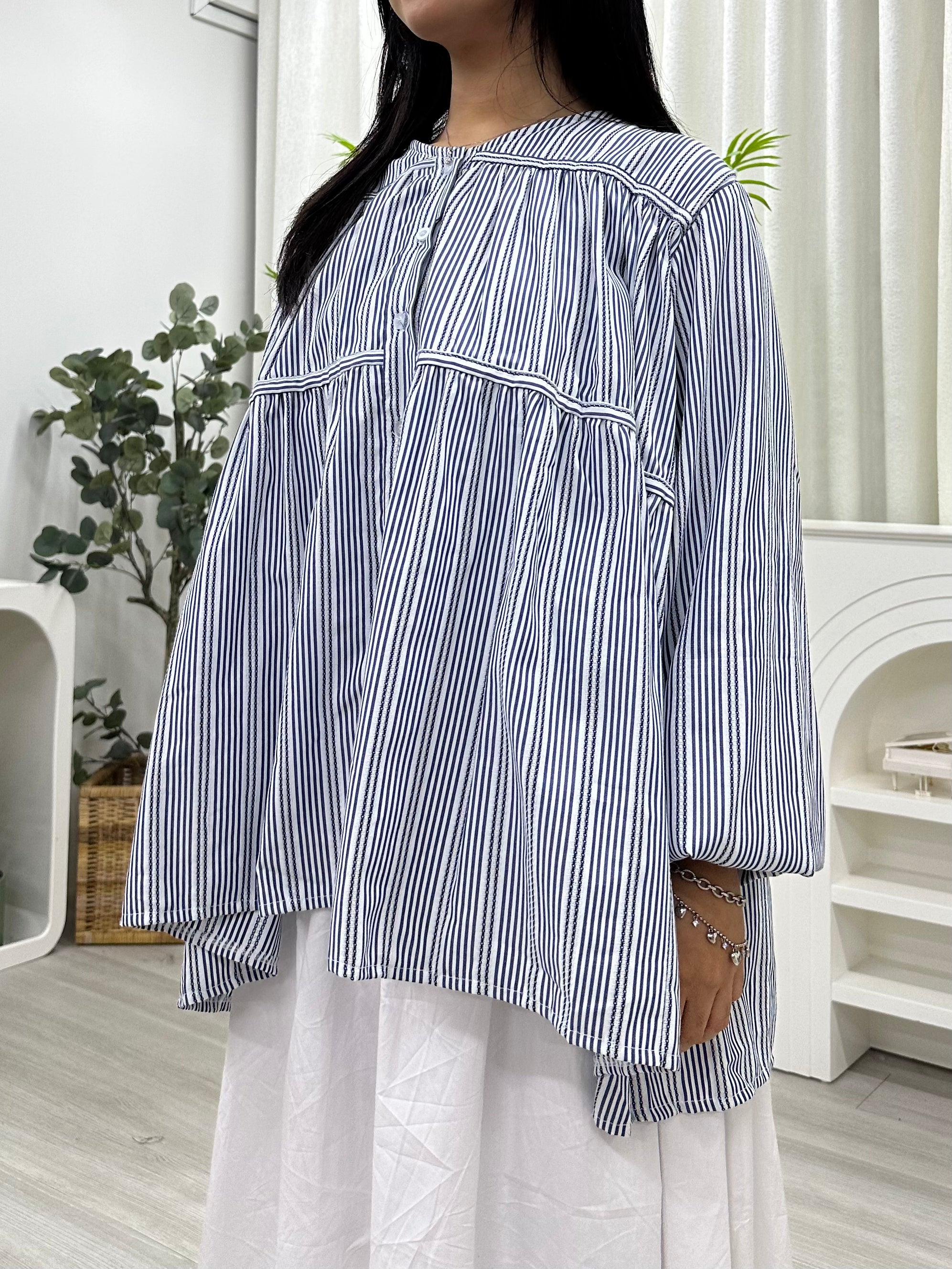 Candy Striped Button Blouse