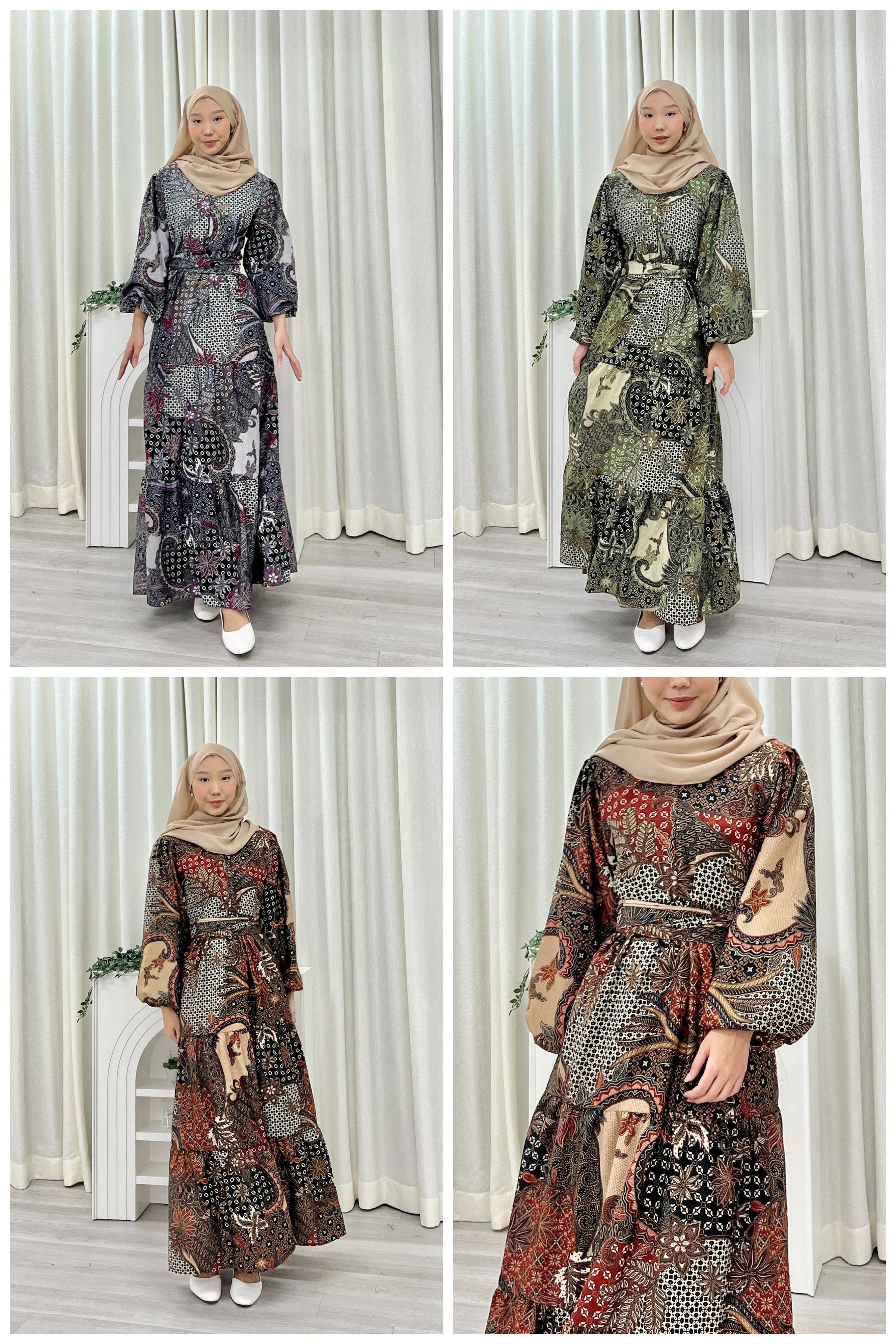 Batik Balloon Sleeve Dress - Fitri