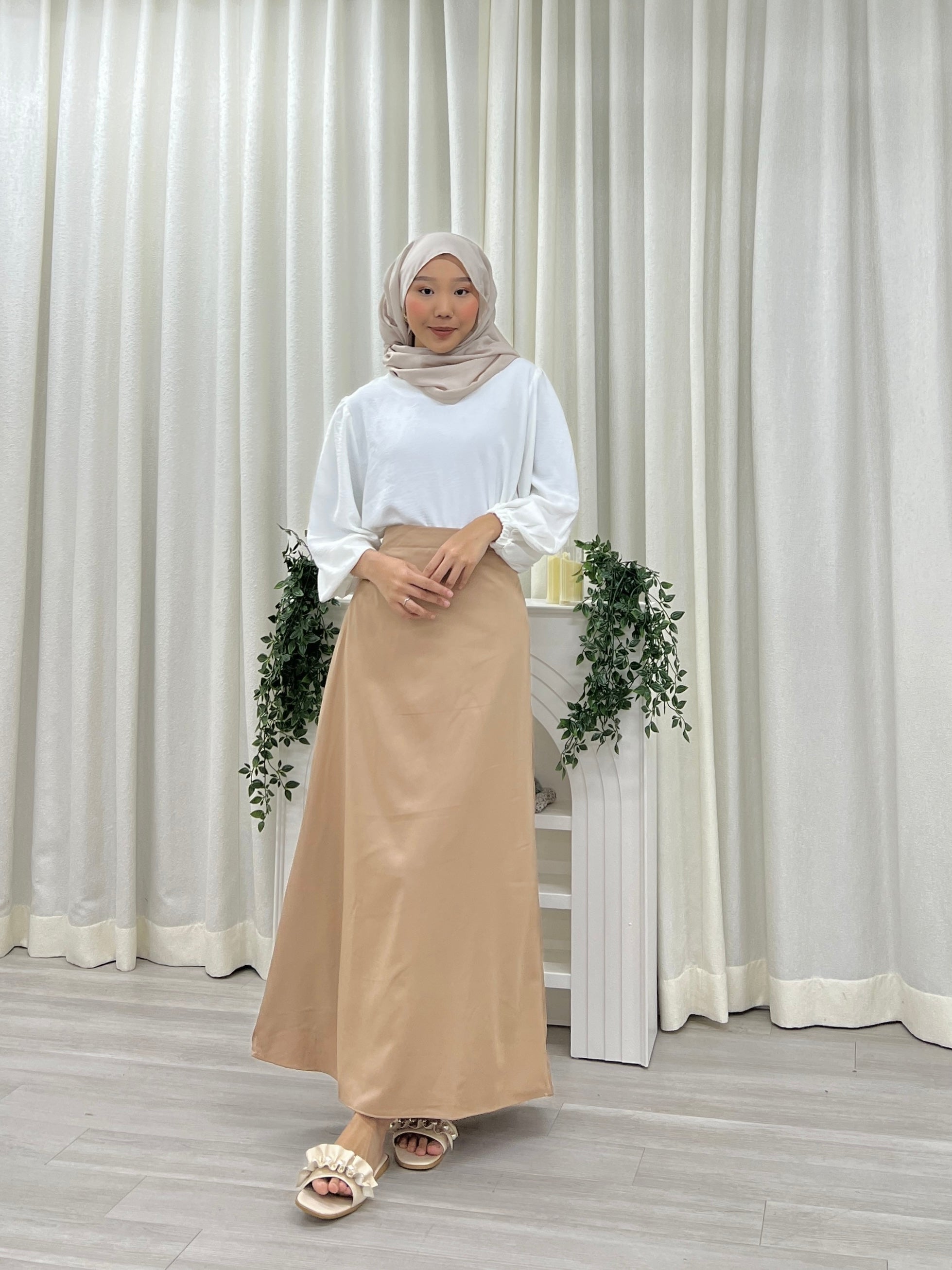 Satin A-line Skirt