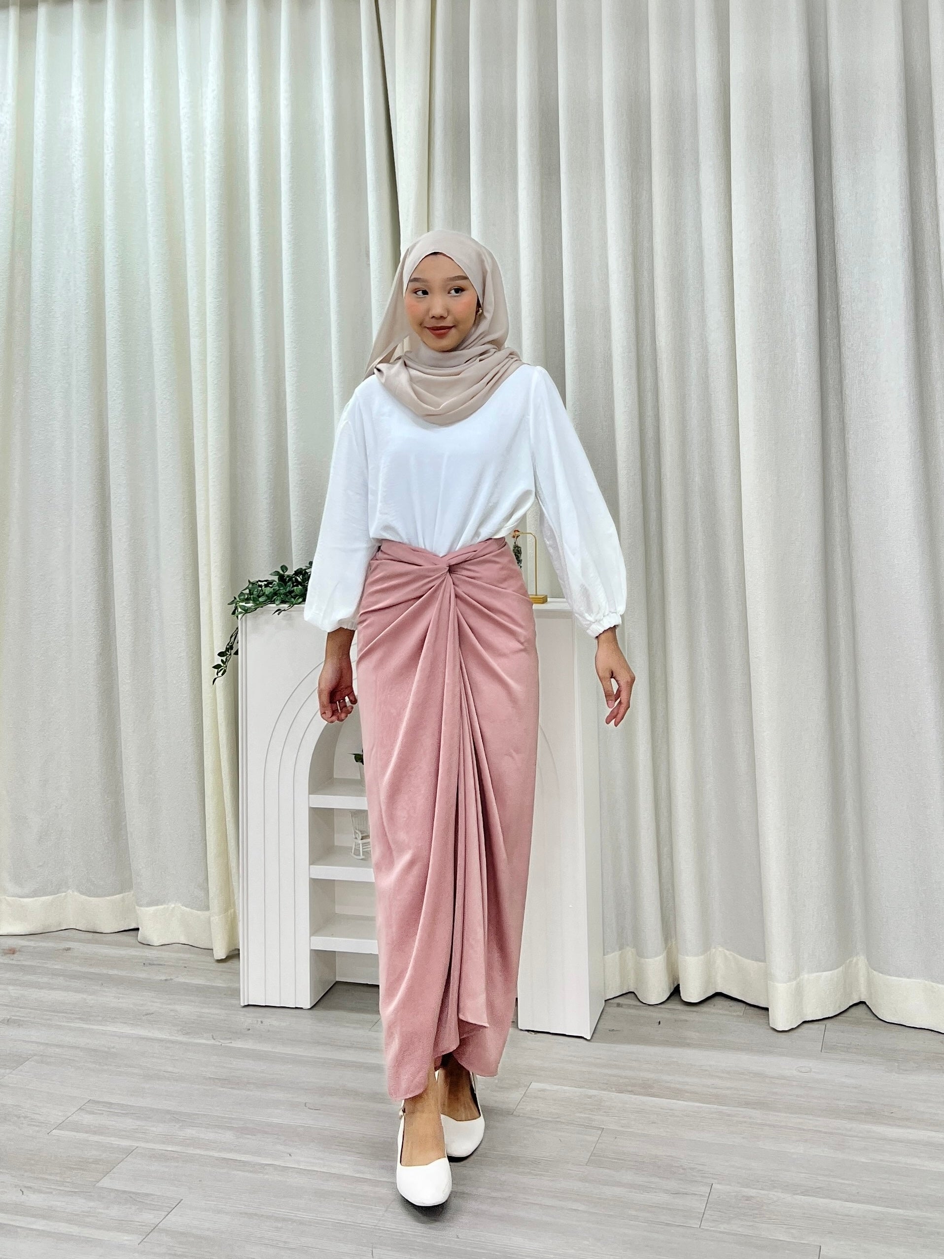 Textured Satin Wrap Skirt