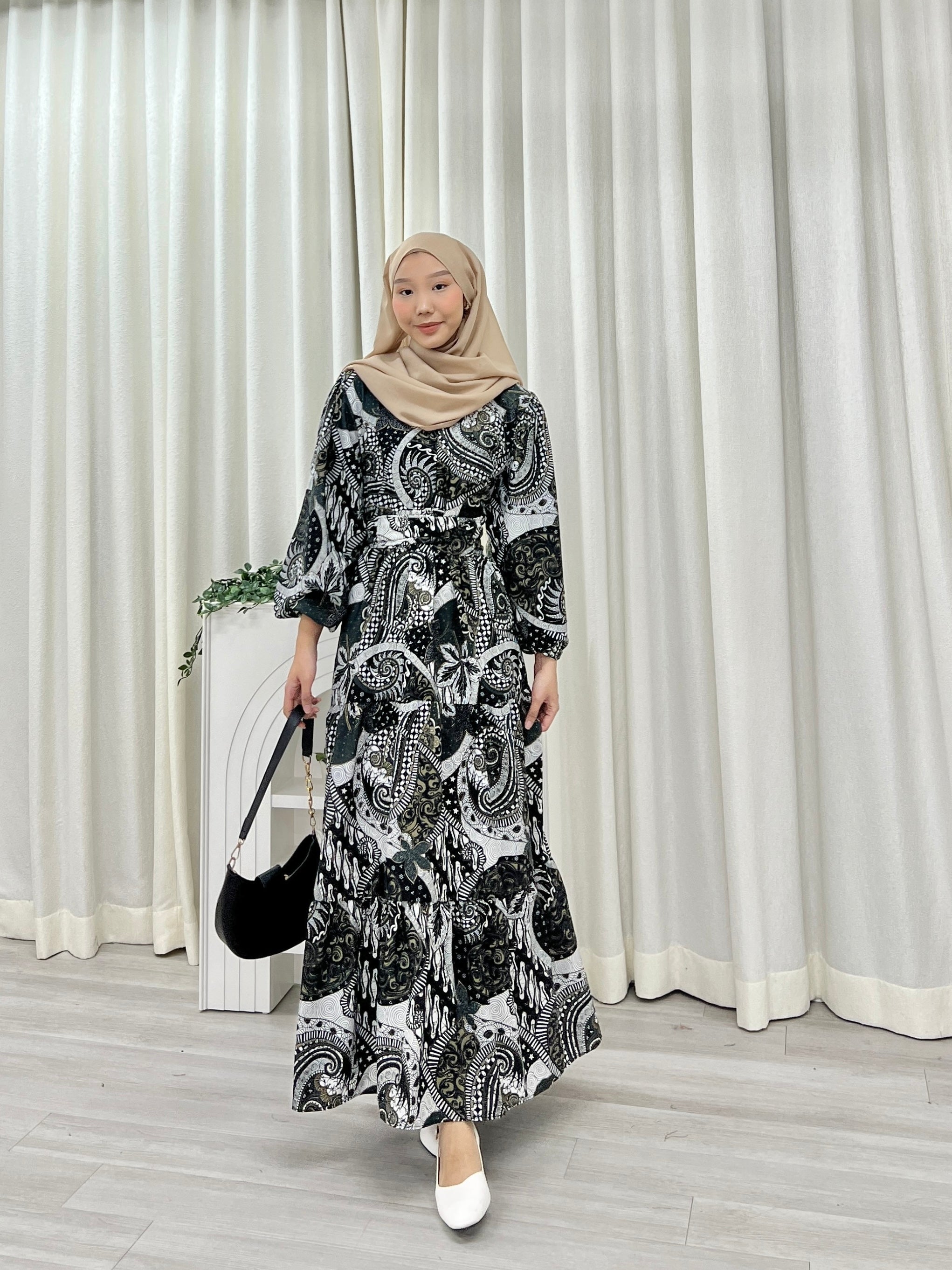 Batik Balloon Sleeve Dress - Jihan