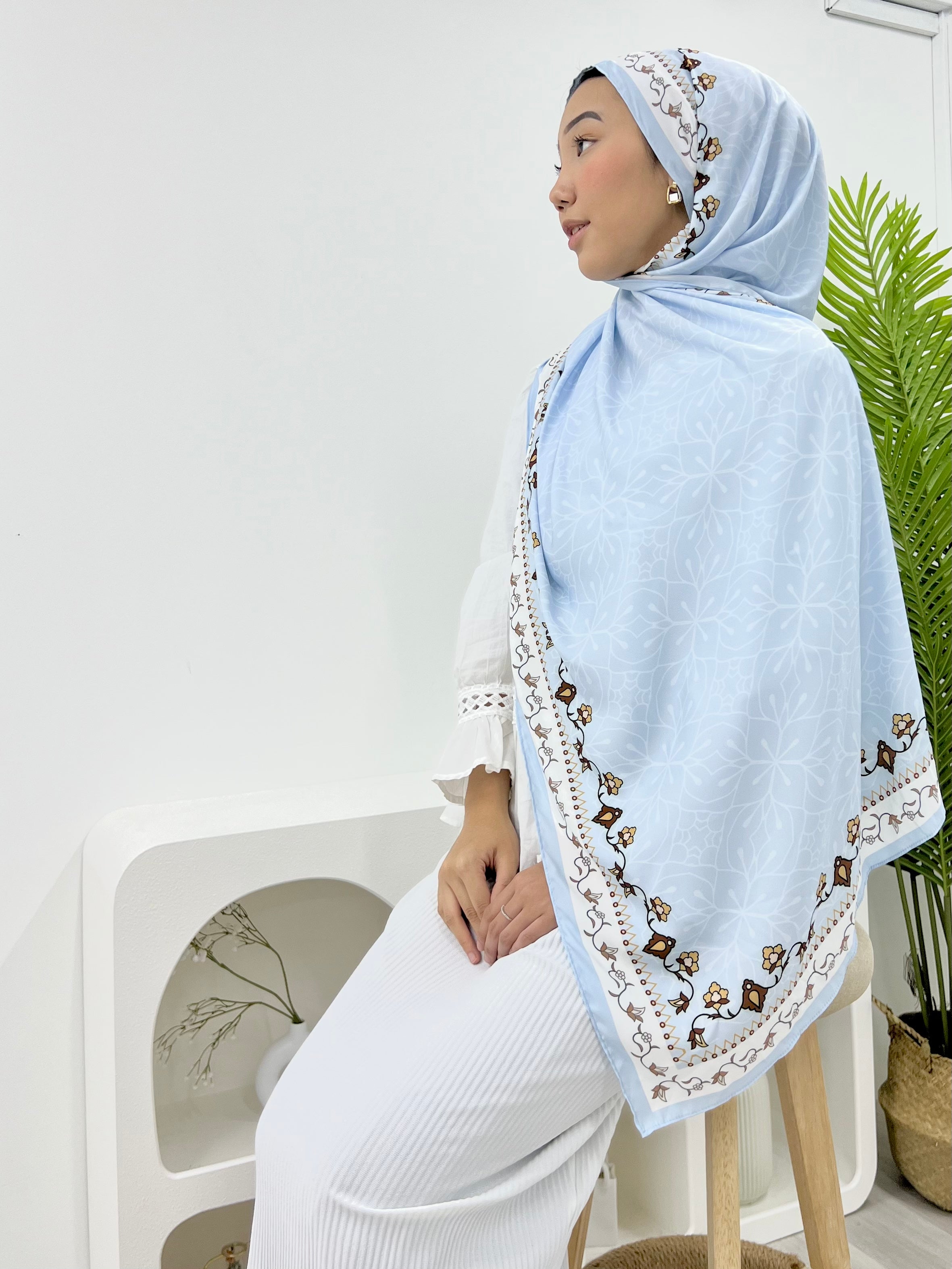 Printed Matte Satin Shawl - Whimsical