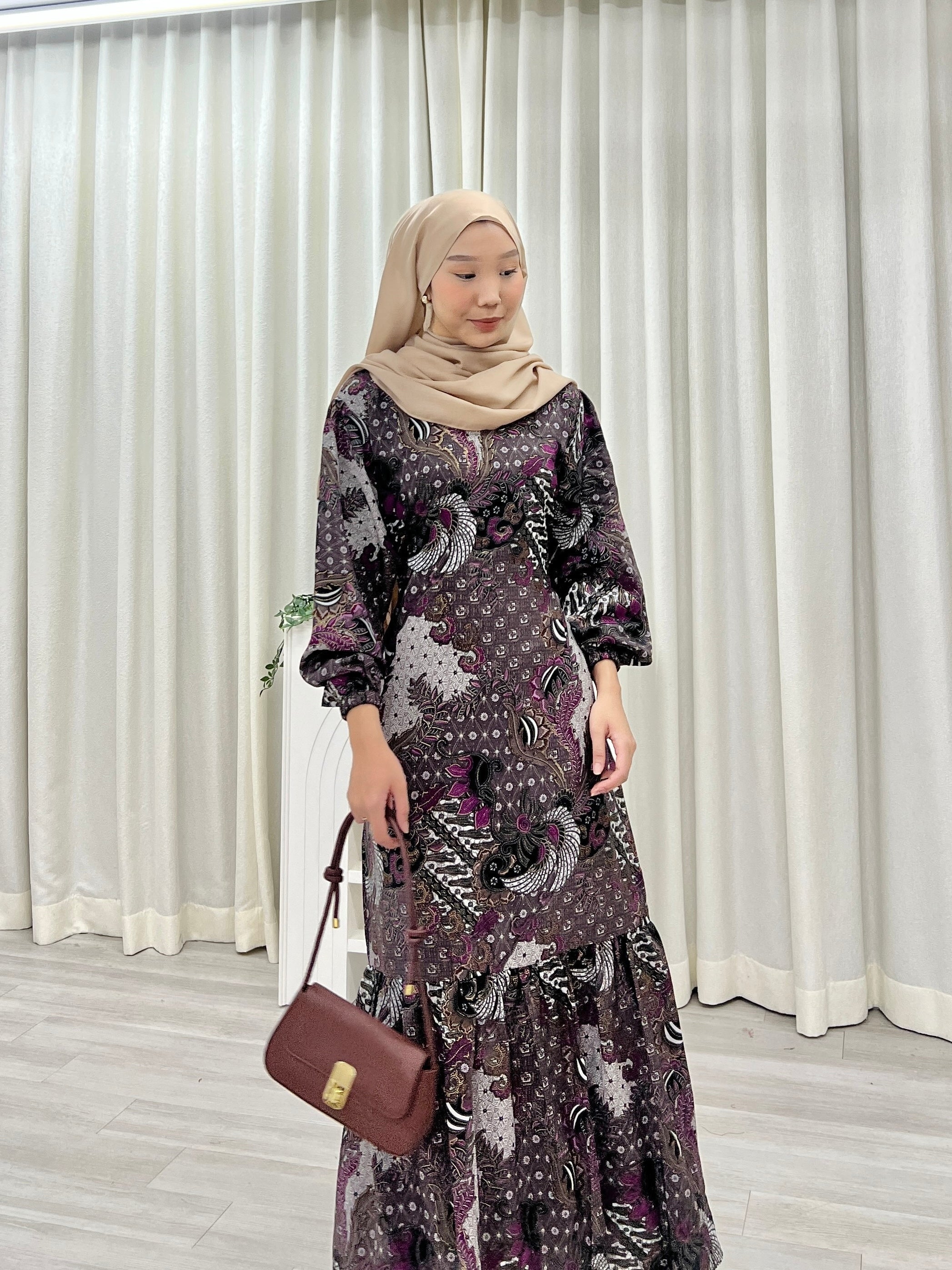 Batik Square Neck Ruffle Dress - Rina