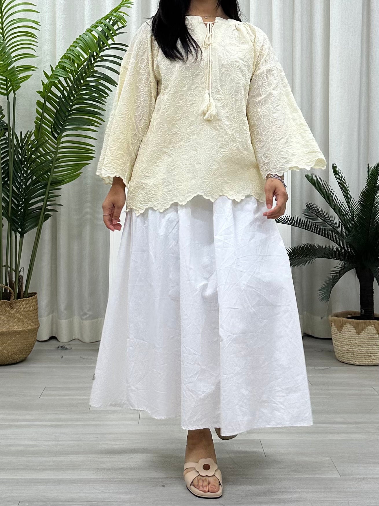 Flora Embroidered String Top