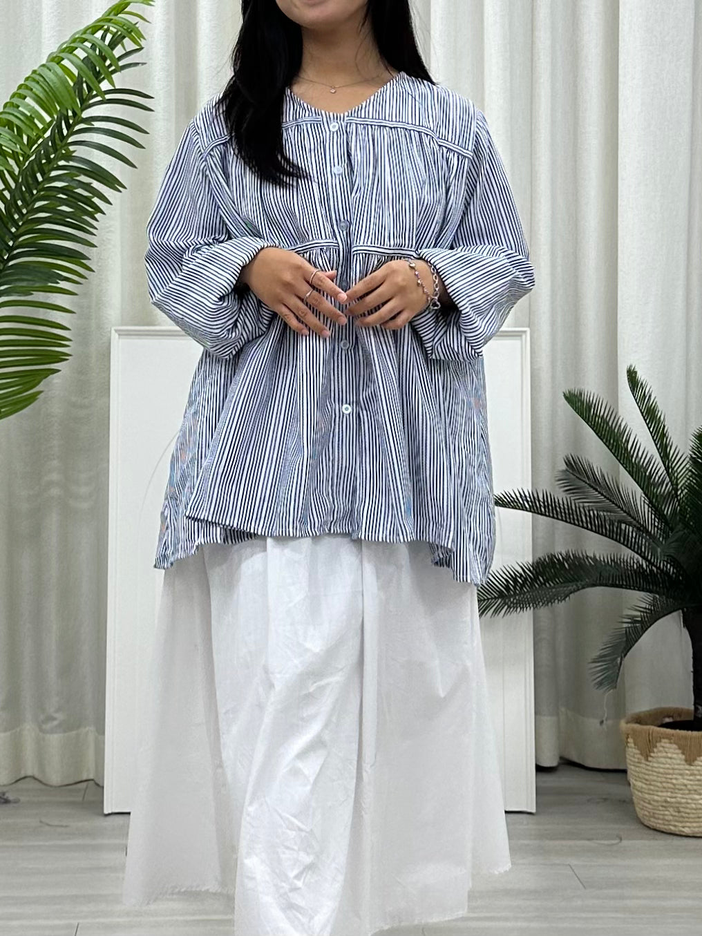 Candy Striped Button Blouse