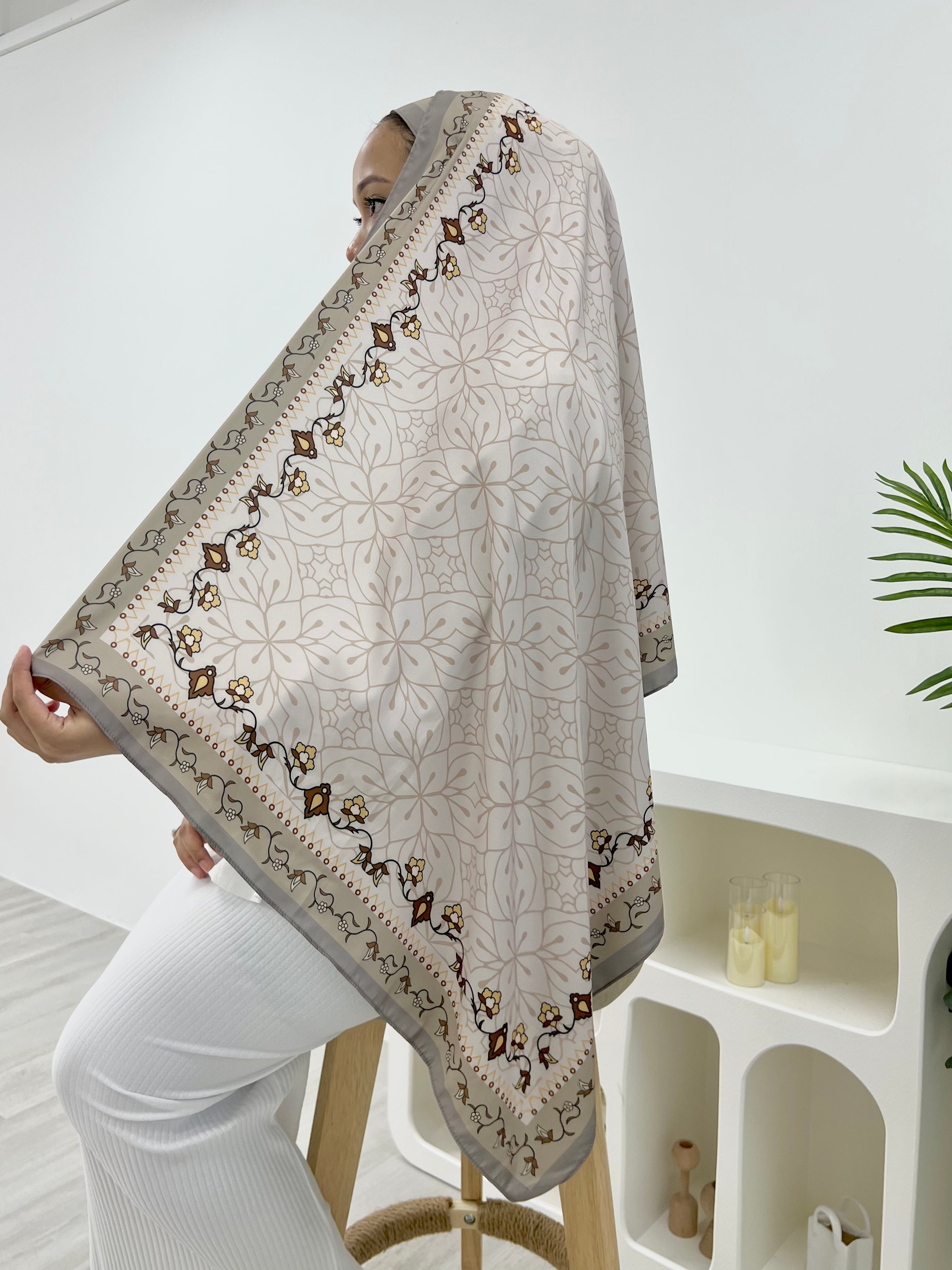 Printed Matte Satin Shawl - Whimsical