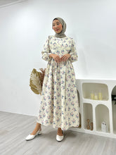 Load image into Gallery viewer, Printed Milkmaid Dress - Ivory Rose
