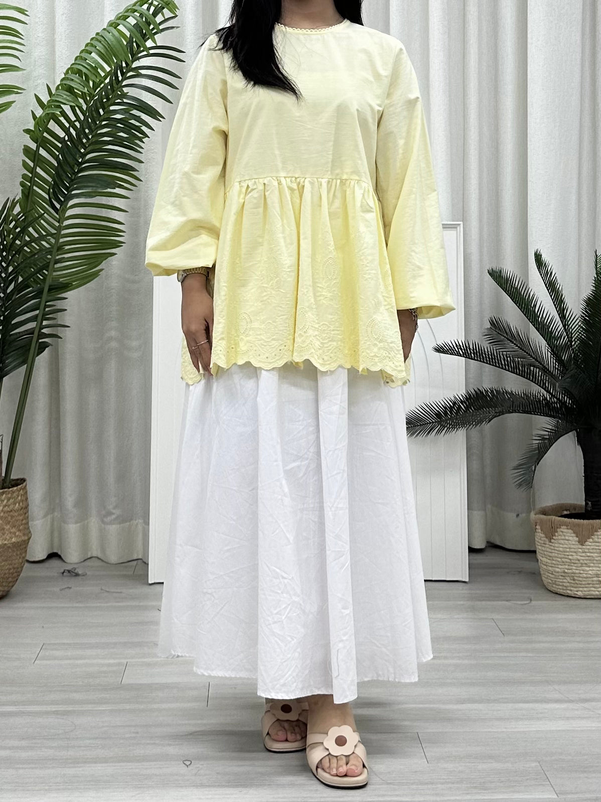 Rose Eyelet Babydoll Blouse