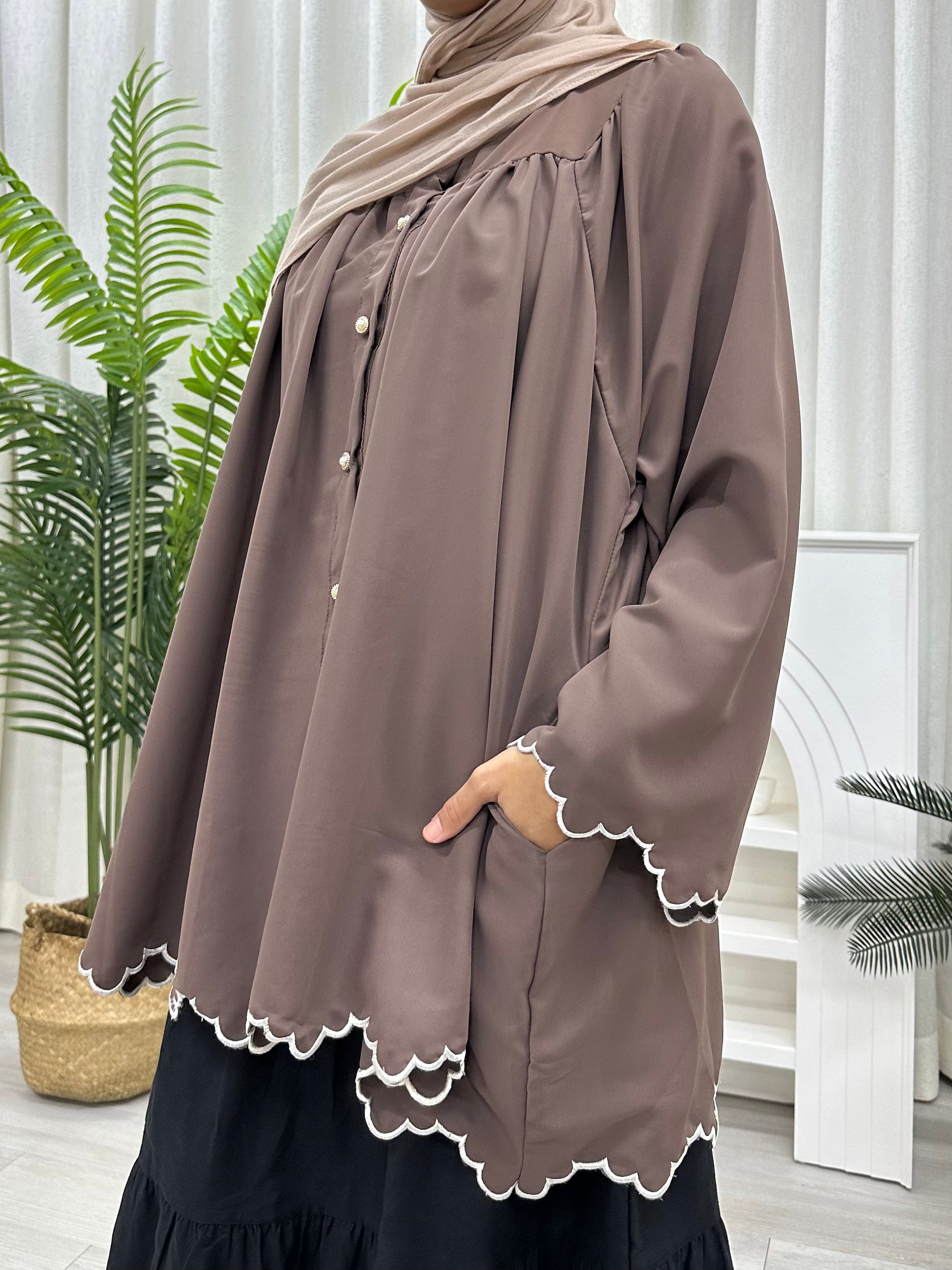 Nova Button Simple Sulam Top