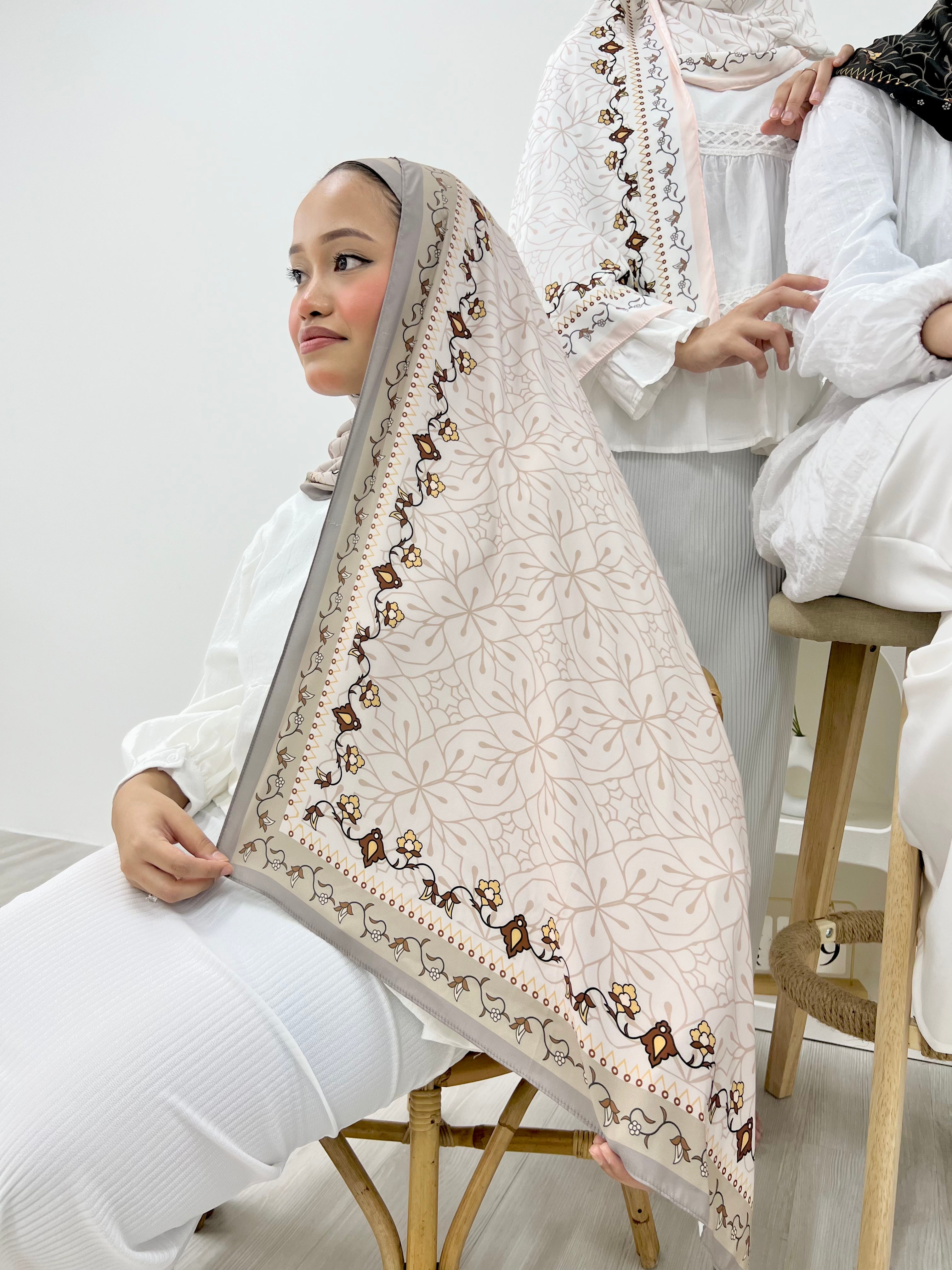 Printed Matte Satin Shawl - Whimsical