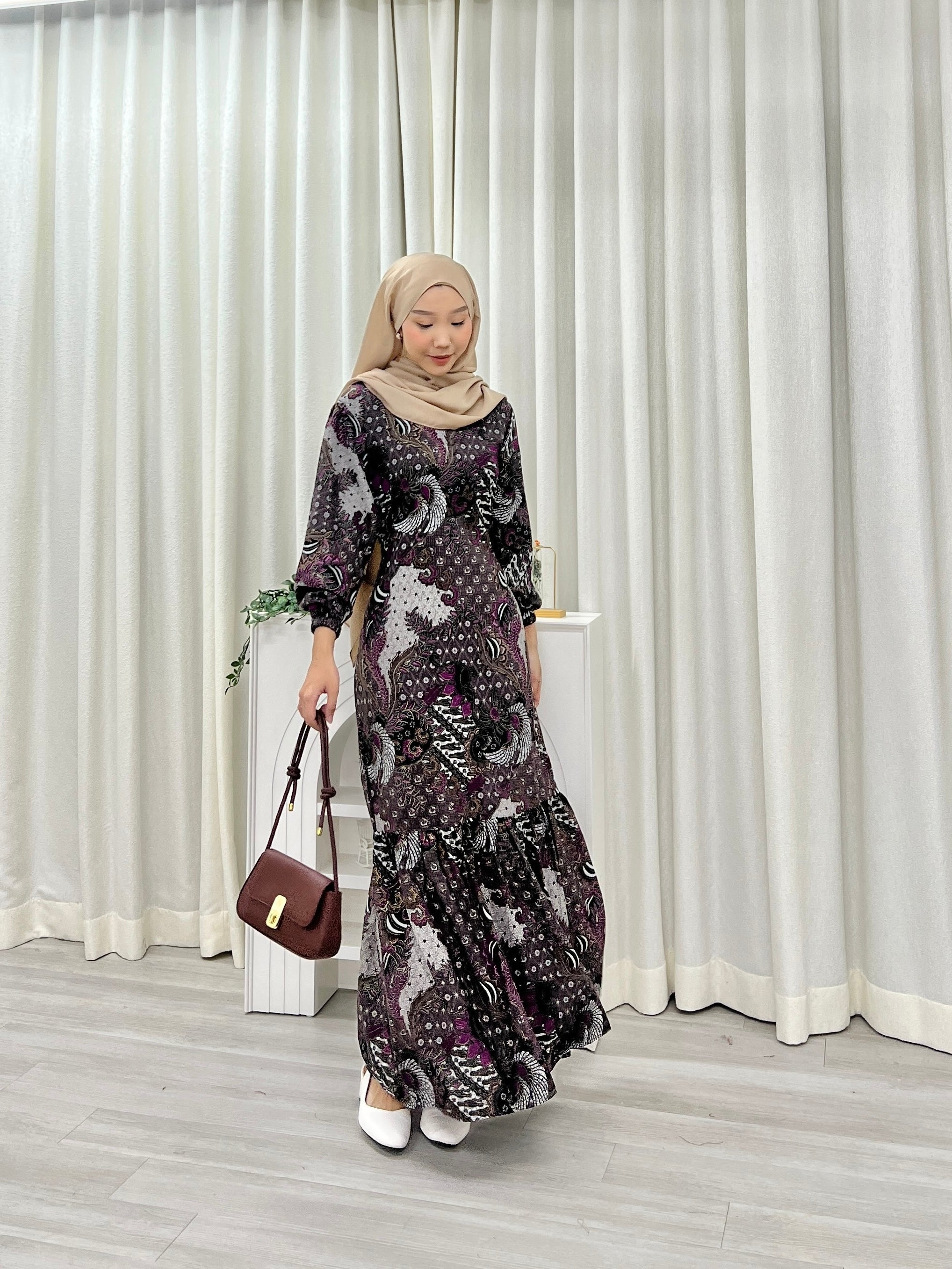 Batik Square Neck Ruffle Dress - Rina