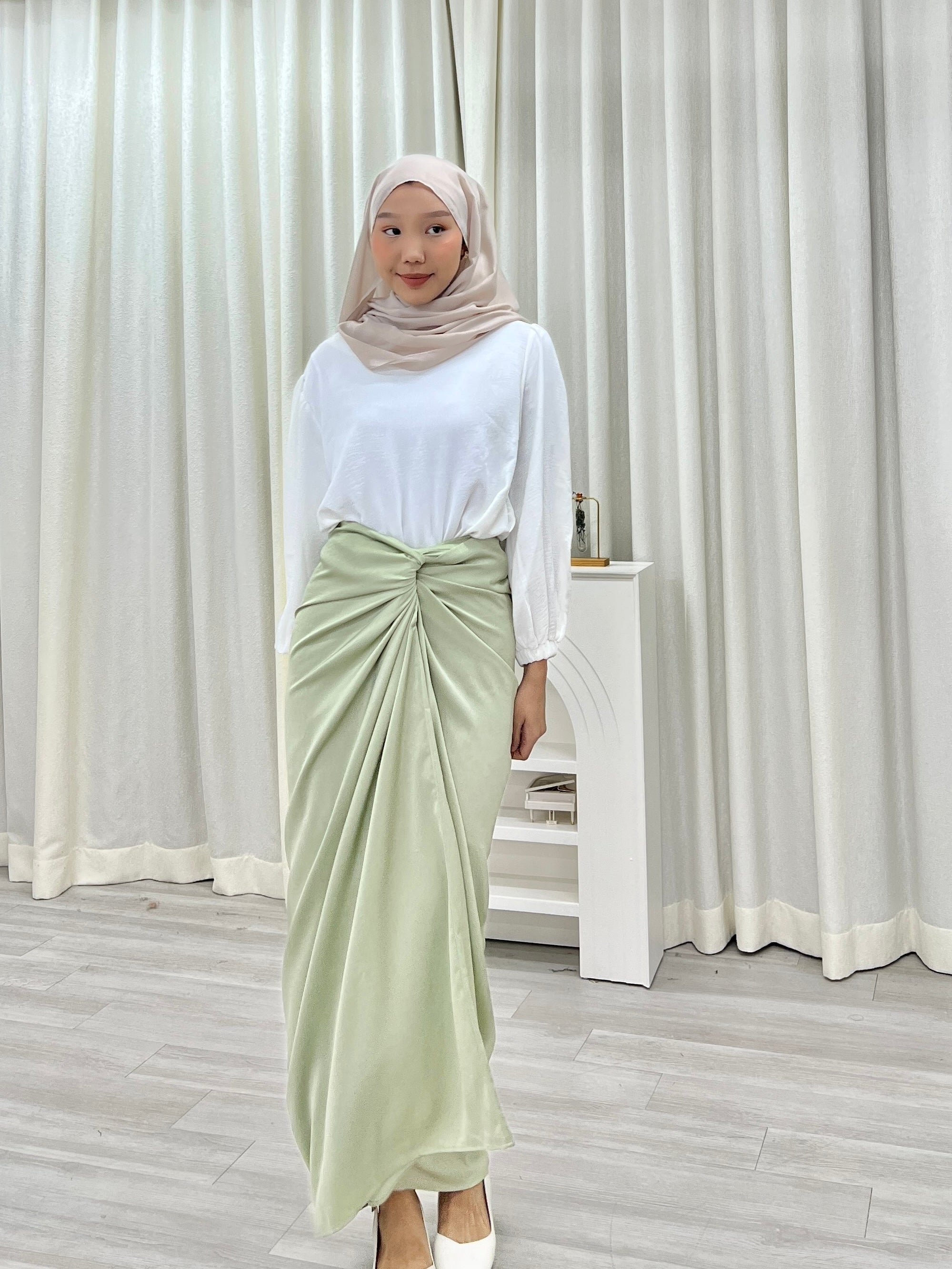 Textured Satin Wrap Skirt