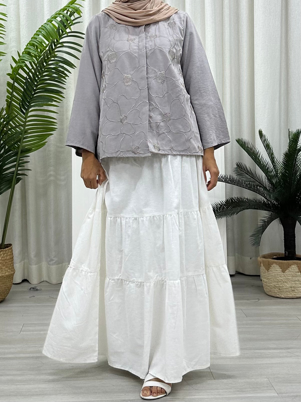 Floral Line Colour Top - Button