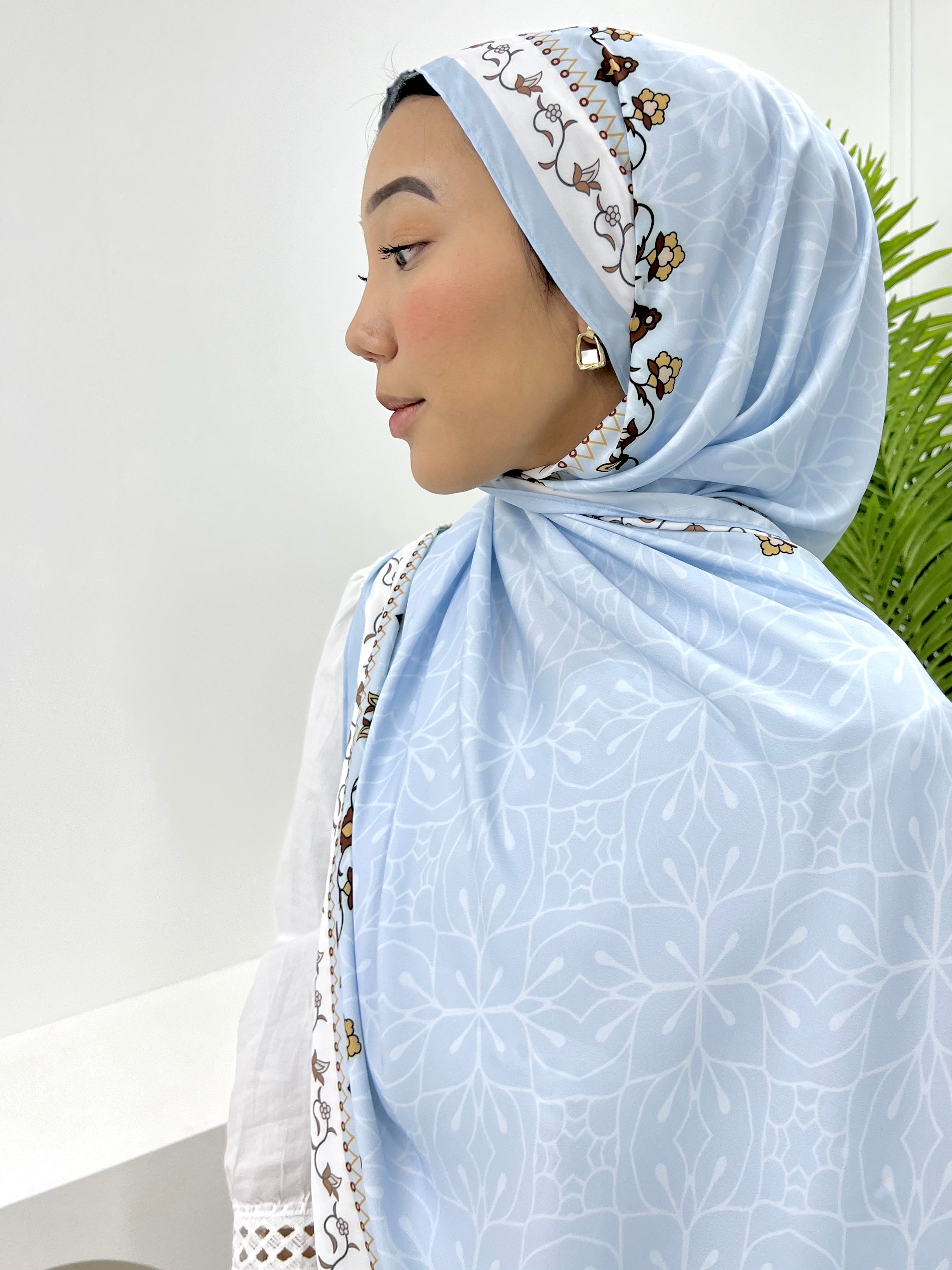 Printed Matte Satin Shawl - Whimsical