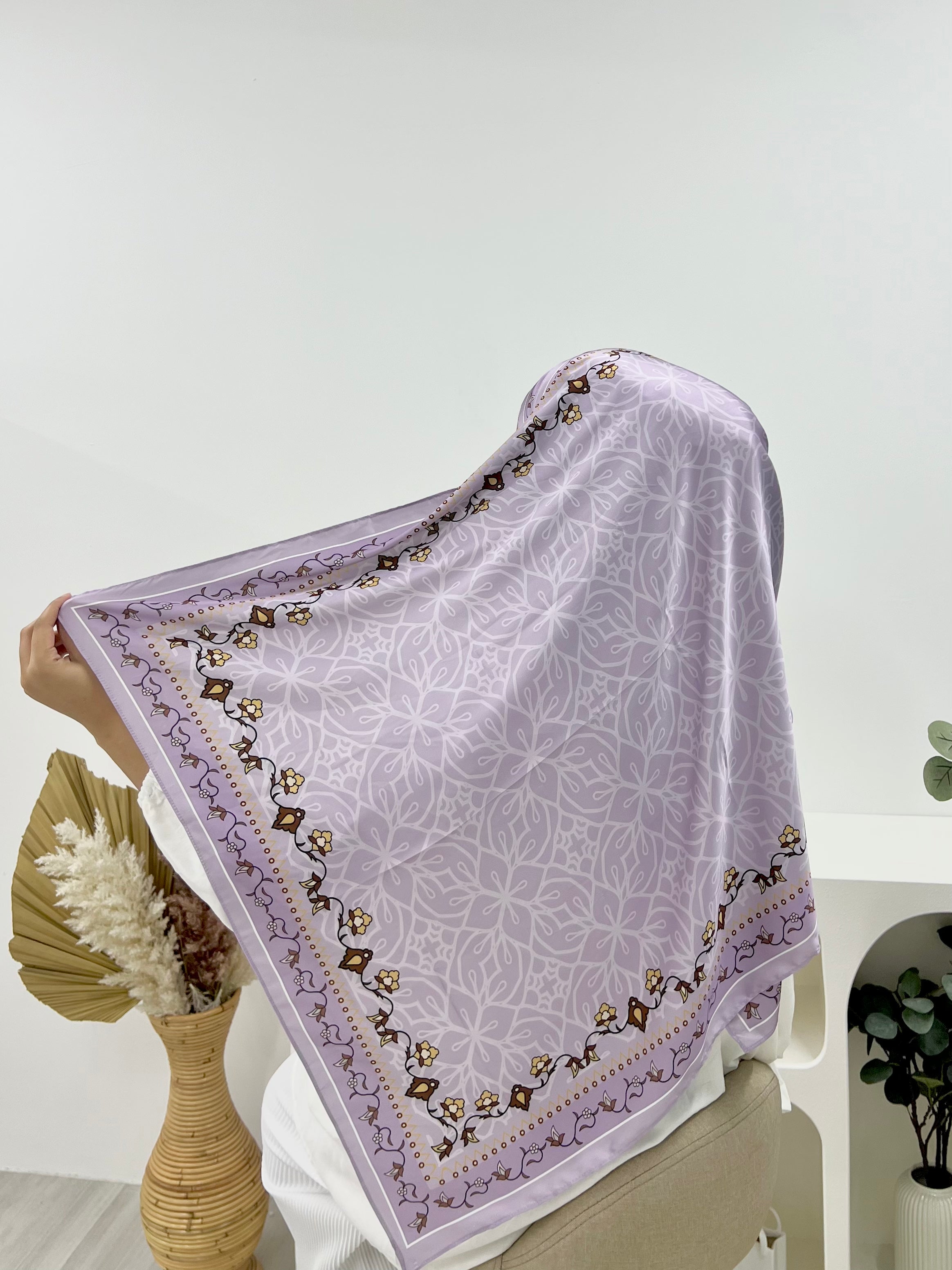 Printed Matte Satin Shawl - Whimsical