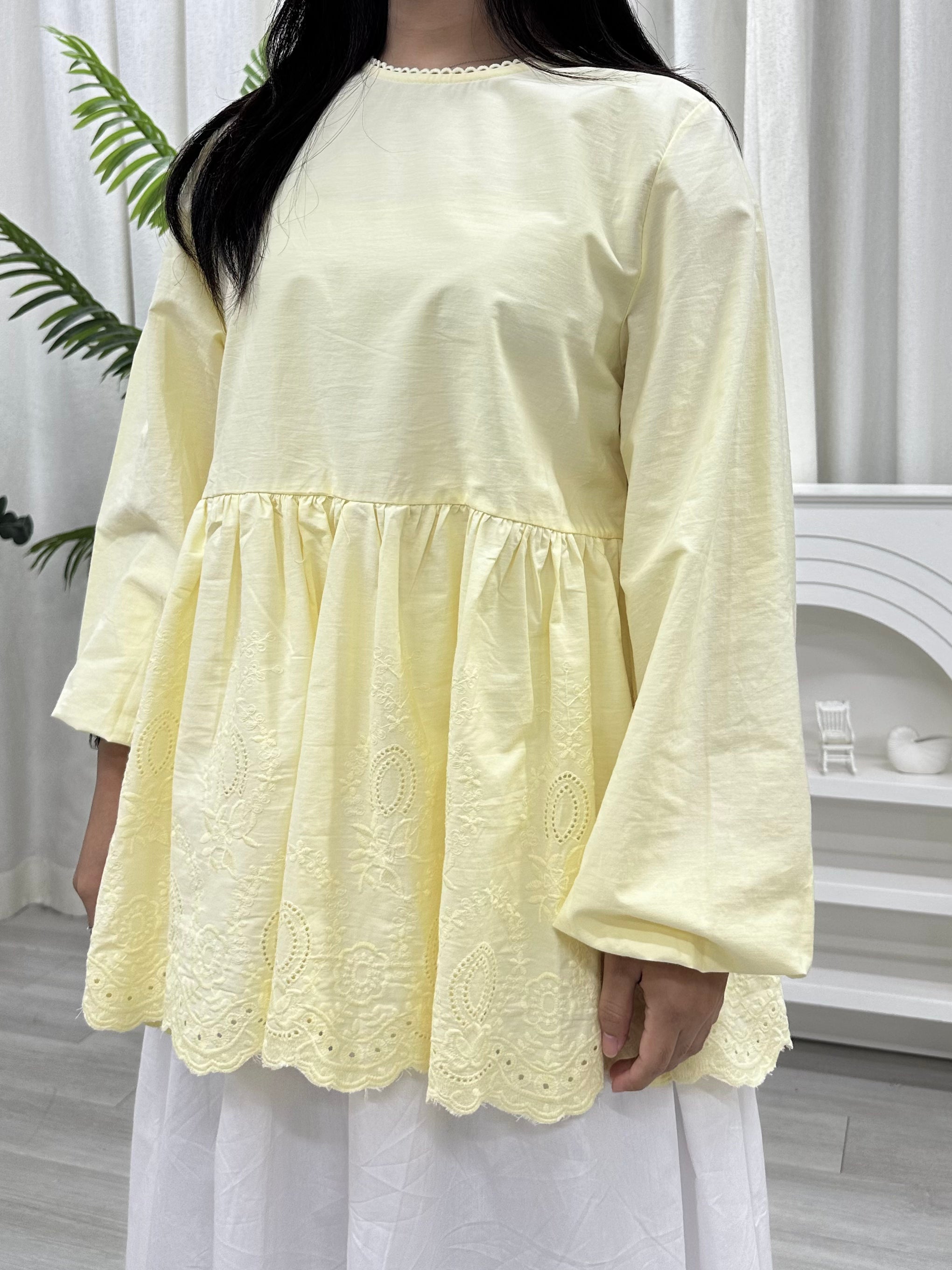 Rose Eyelet Babydoll Blouse