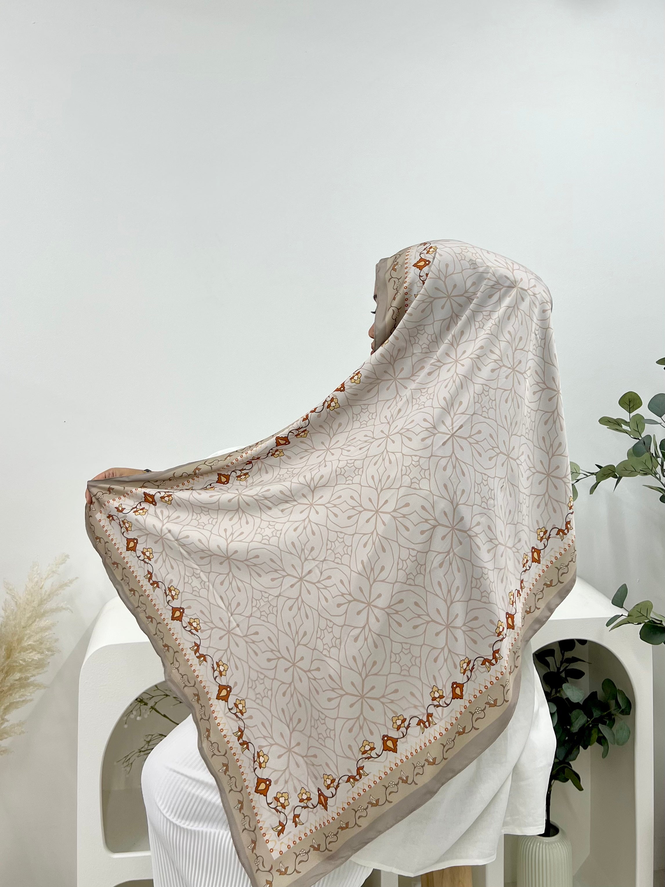 Printed Matte Satin Shawl - Whimsical