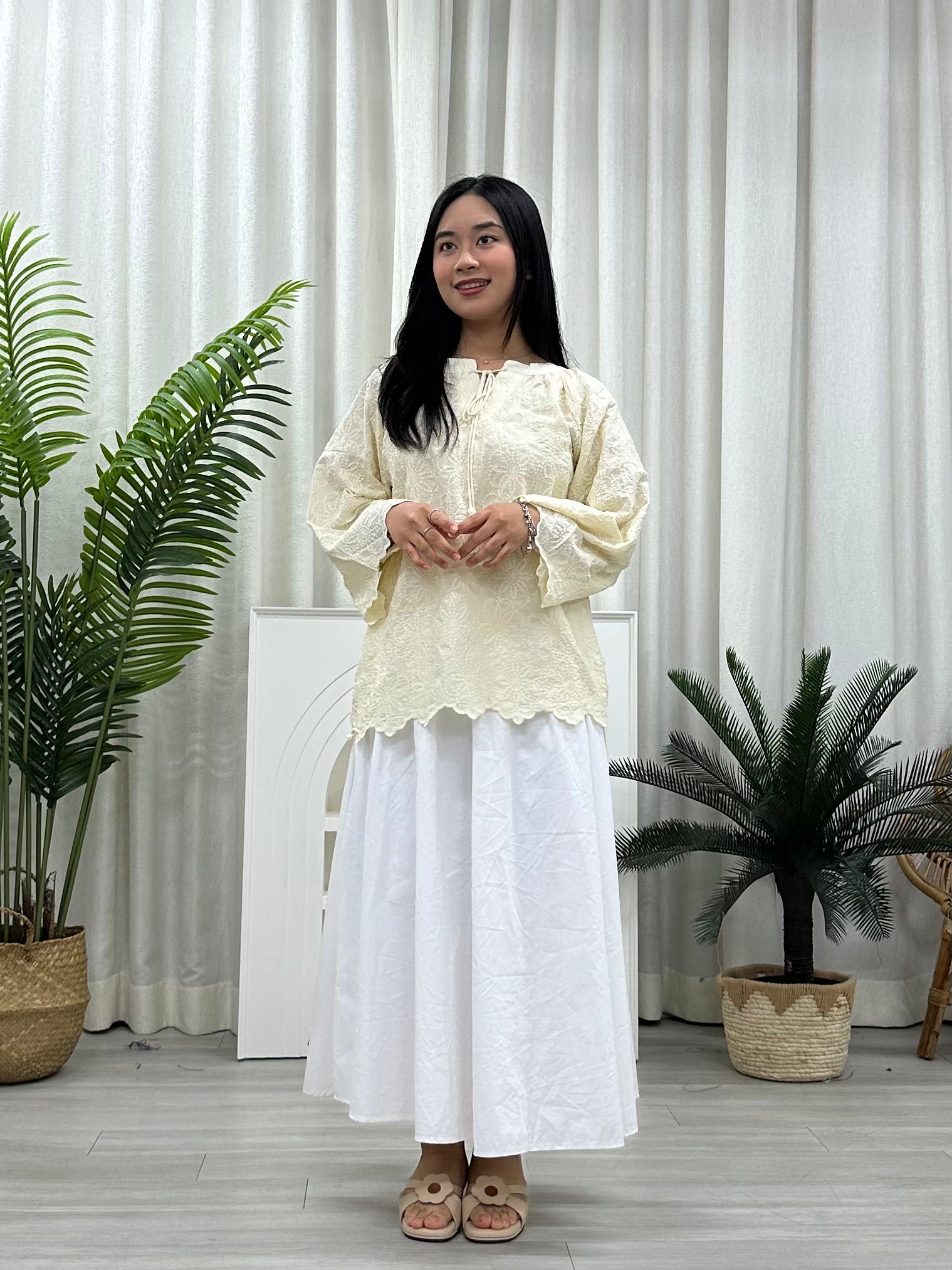 Flora Embroidered String Top