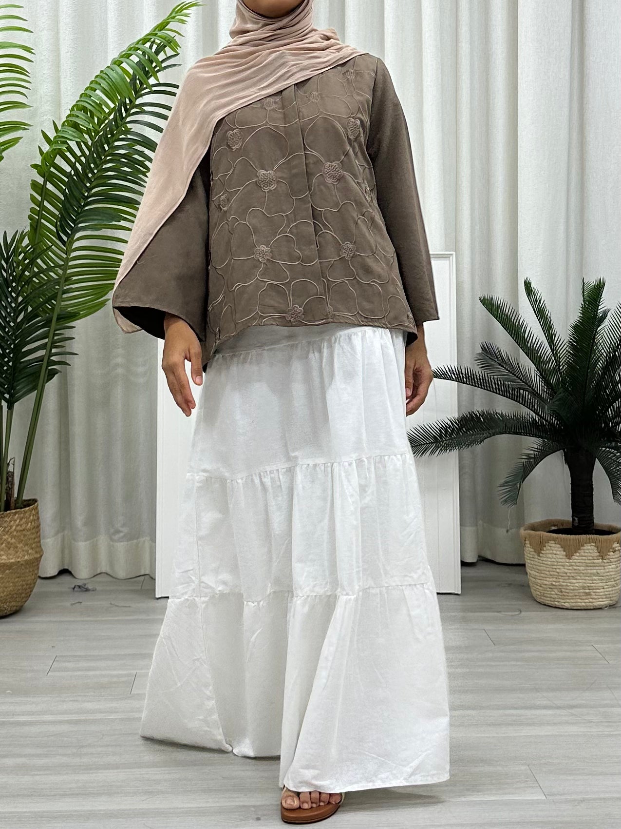 Floral Line Colour Top - Button