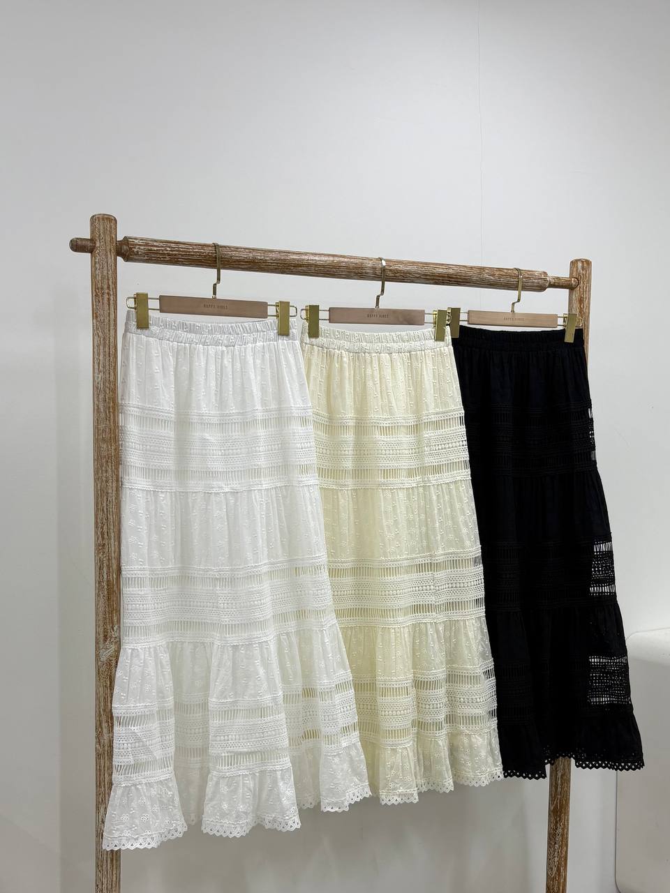 Elia Eyelet Tiered Lines Skirt