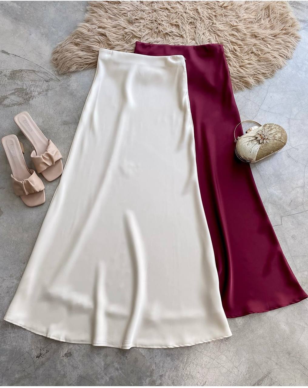 Basic A-Line Satin Skirt