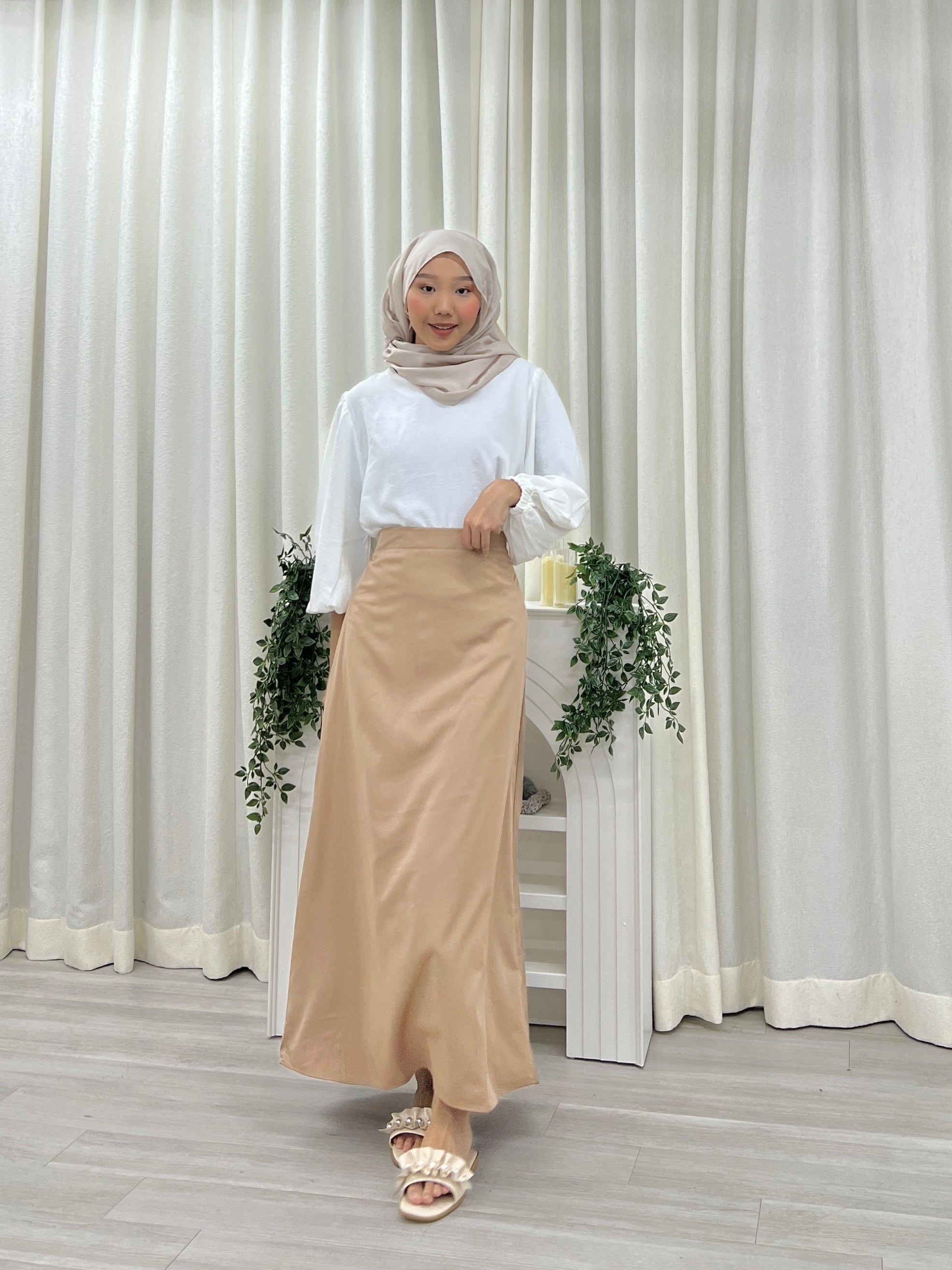 Satin A-line Skirt