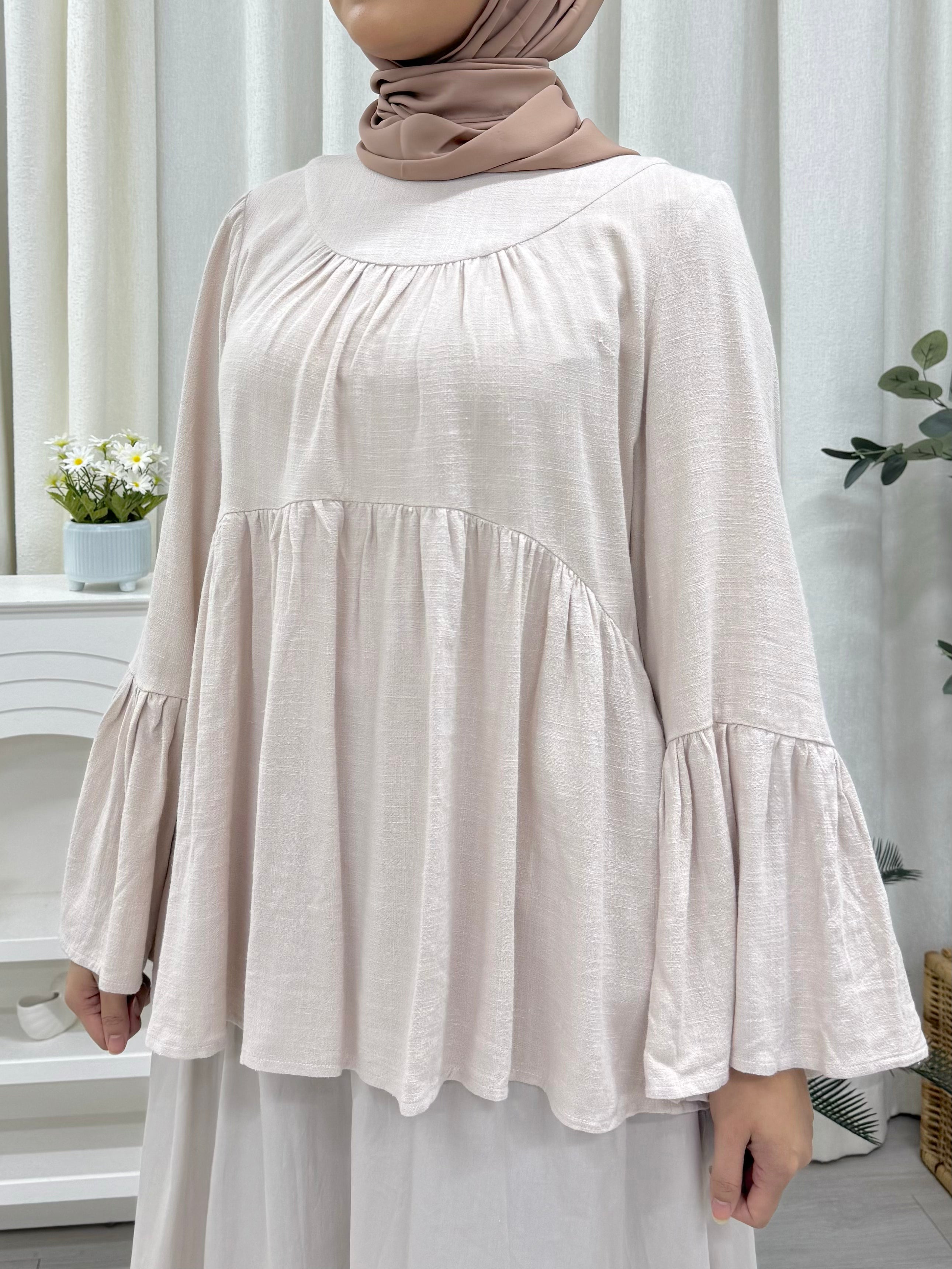 Swan Bell Wing Top Linen Pockets