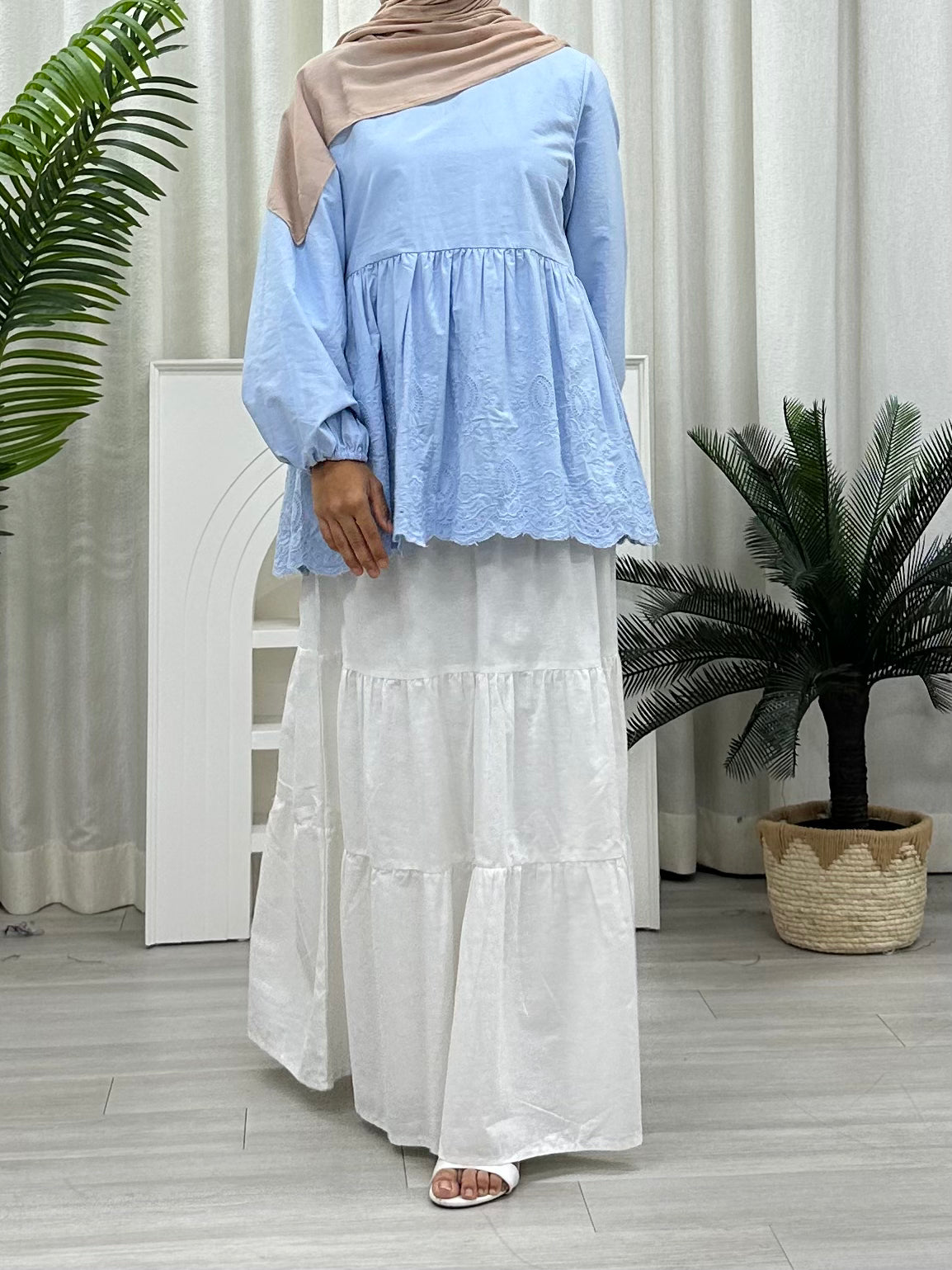 Rose Eyelet Babydoll Blouse