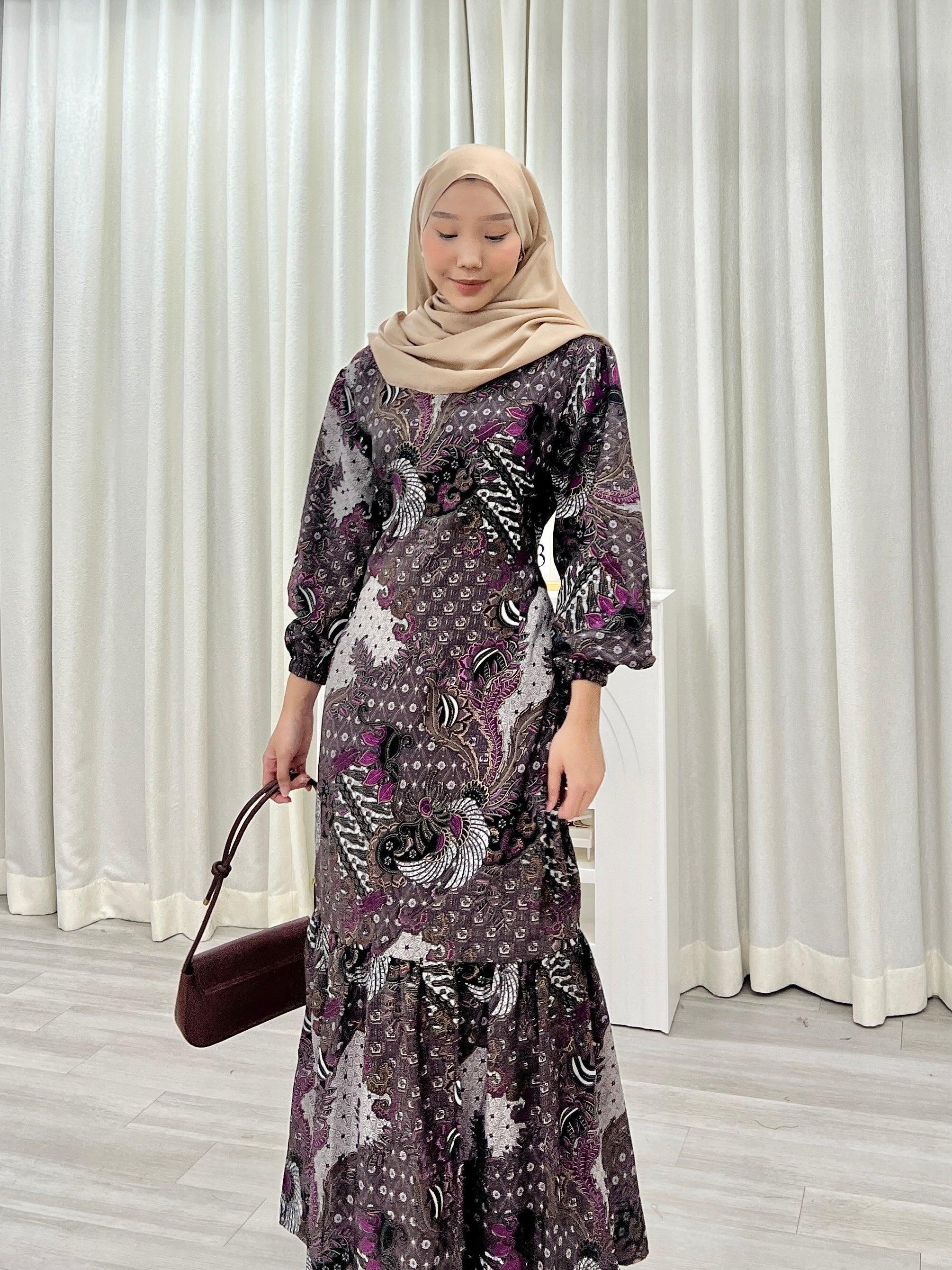 Batik Square Neck Ruffle Dress - Rina