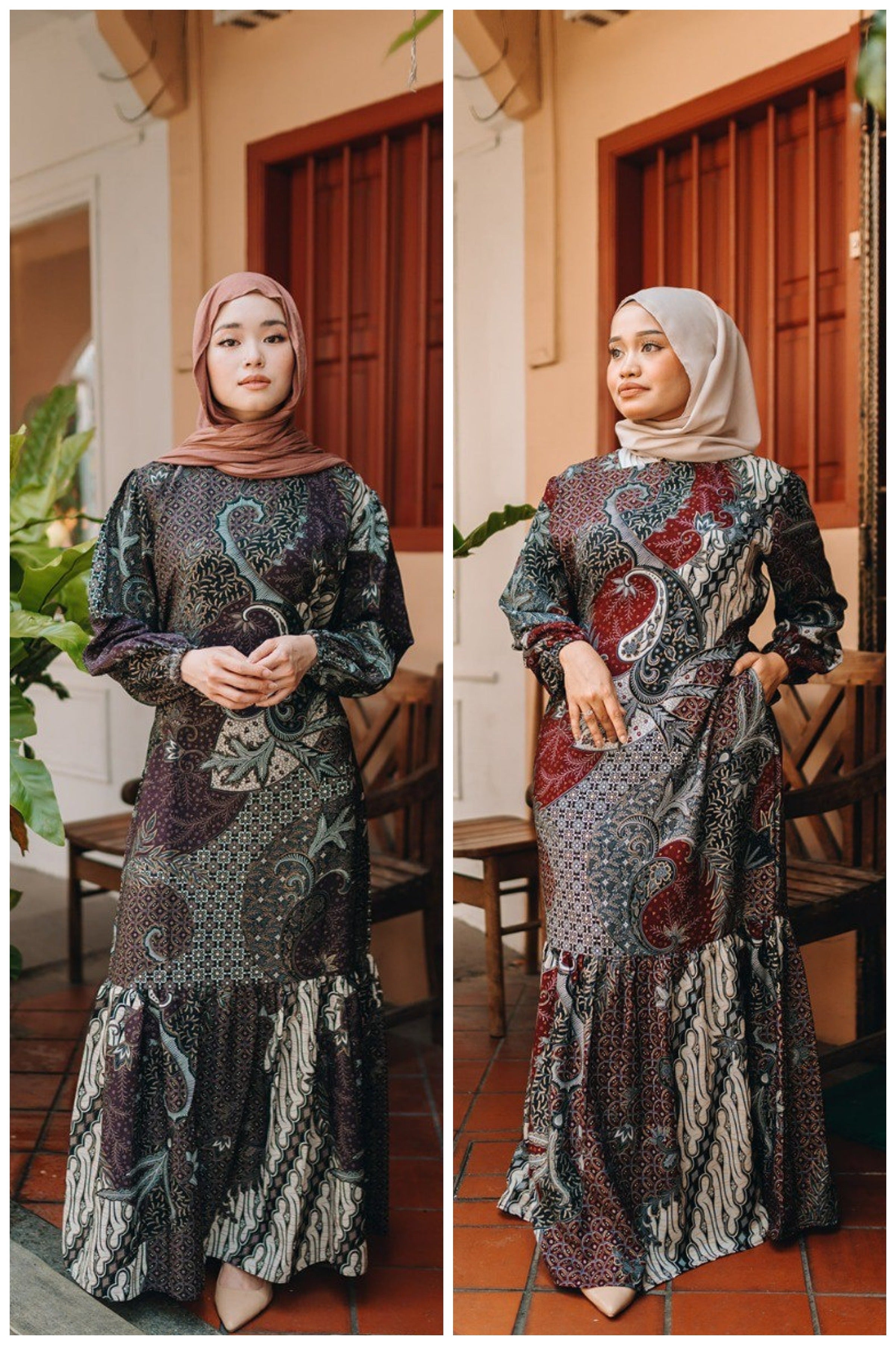 Batik Square Neck Ruffle Dress - Nafisah