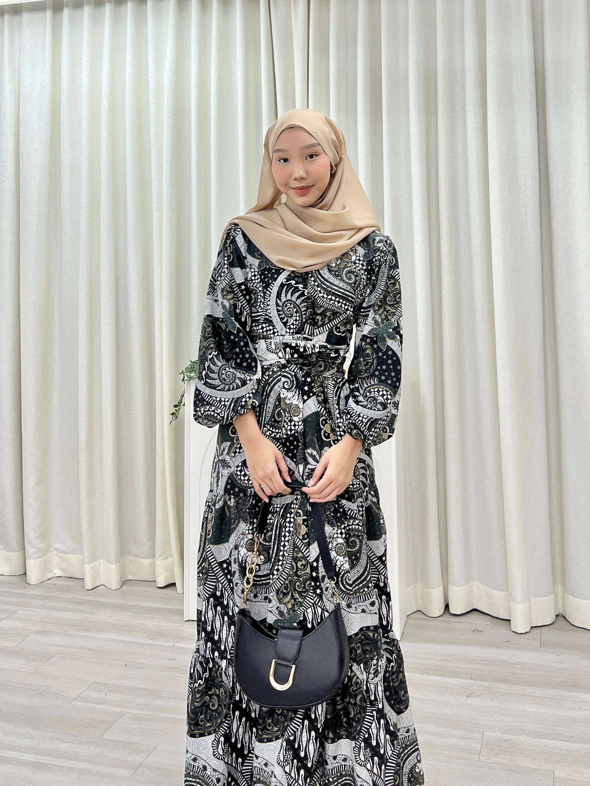 Batik Balloon Sleeve Dress - Jihan