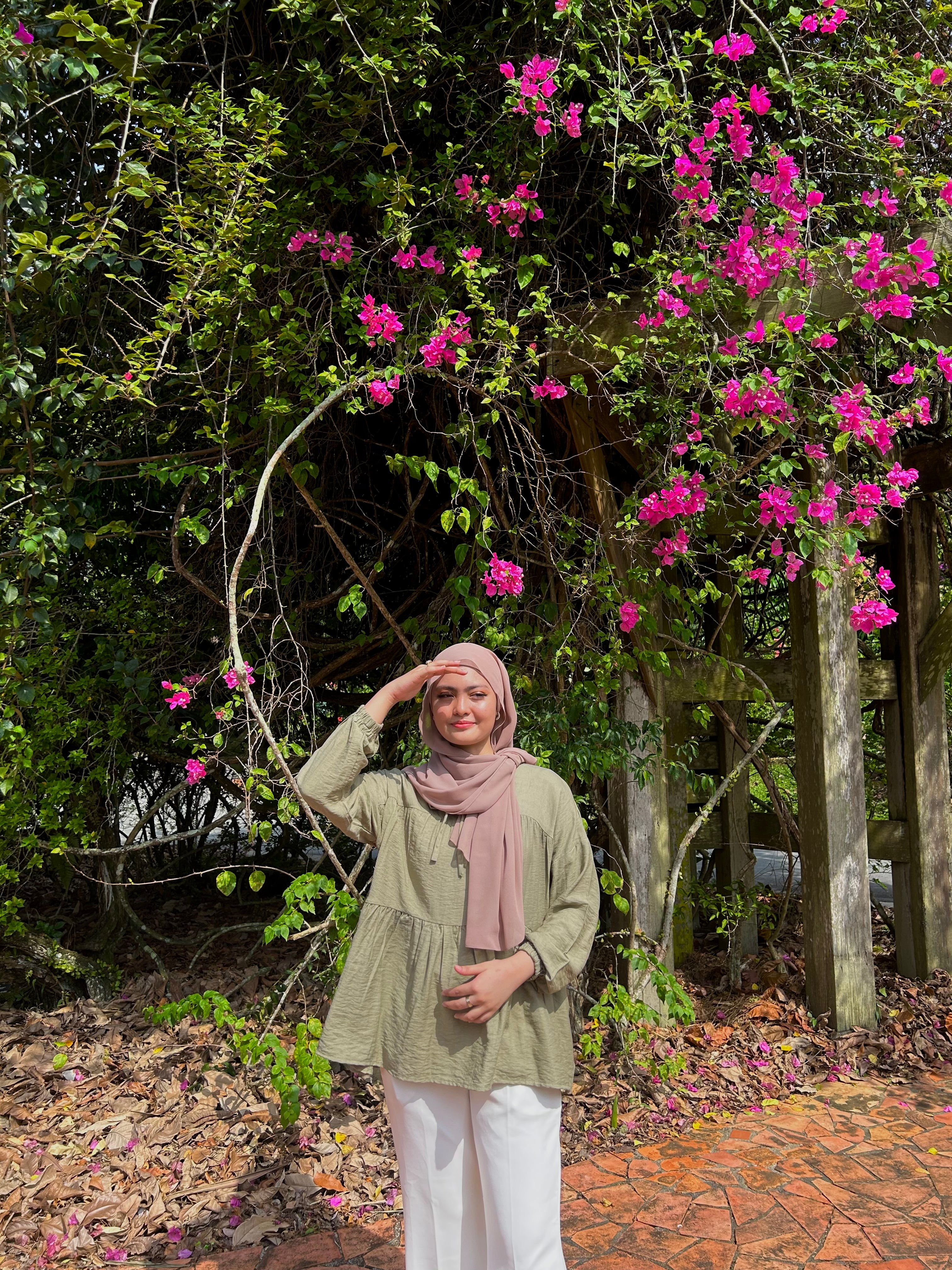 Tie Flared Linen Blouse