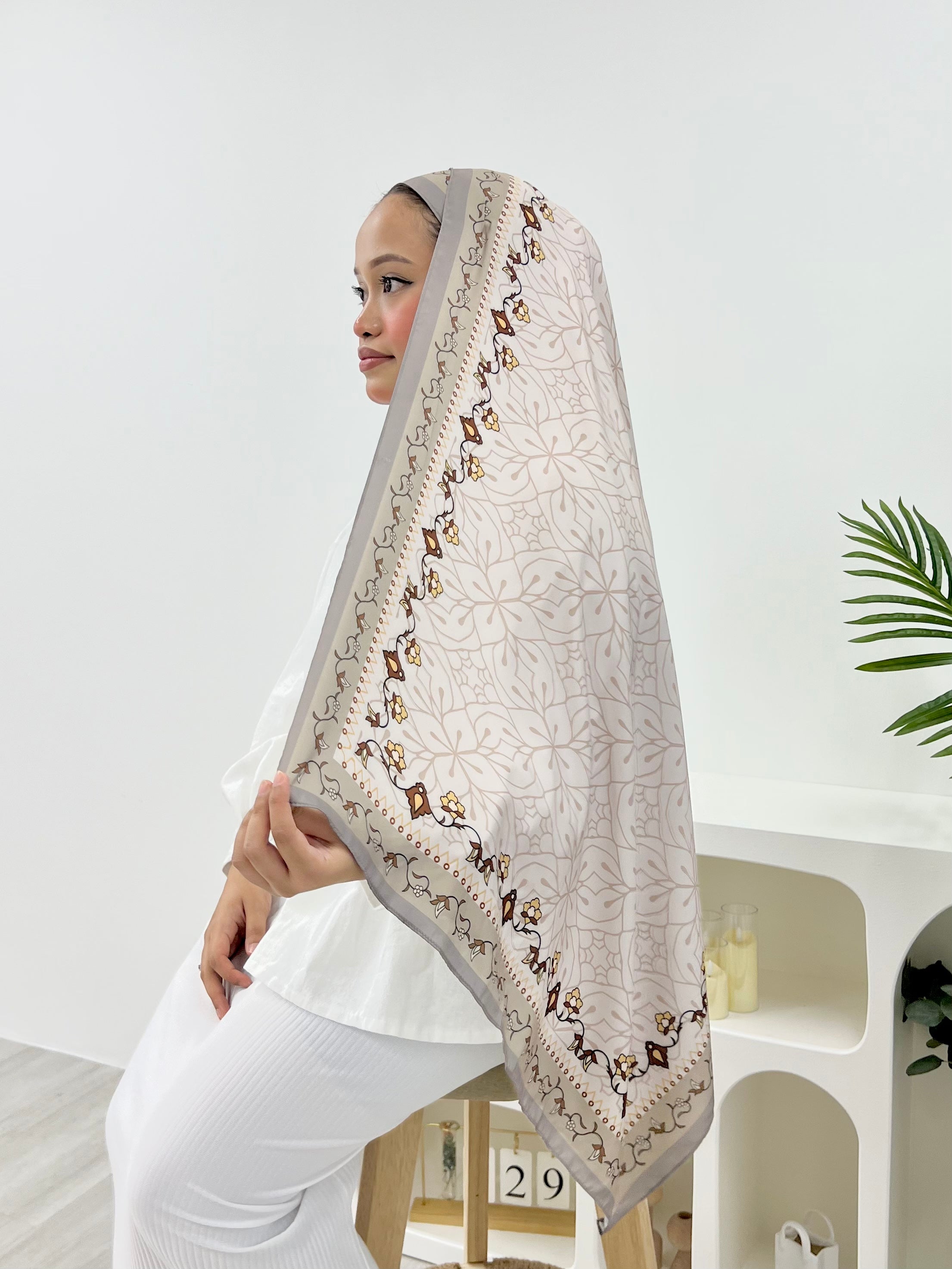 Printed Matte Satin Shawl - Whimsical