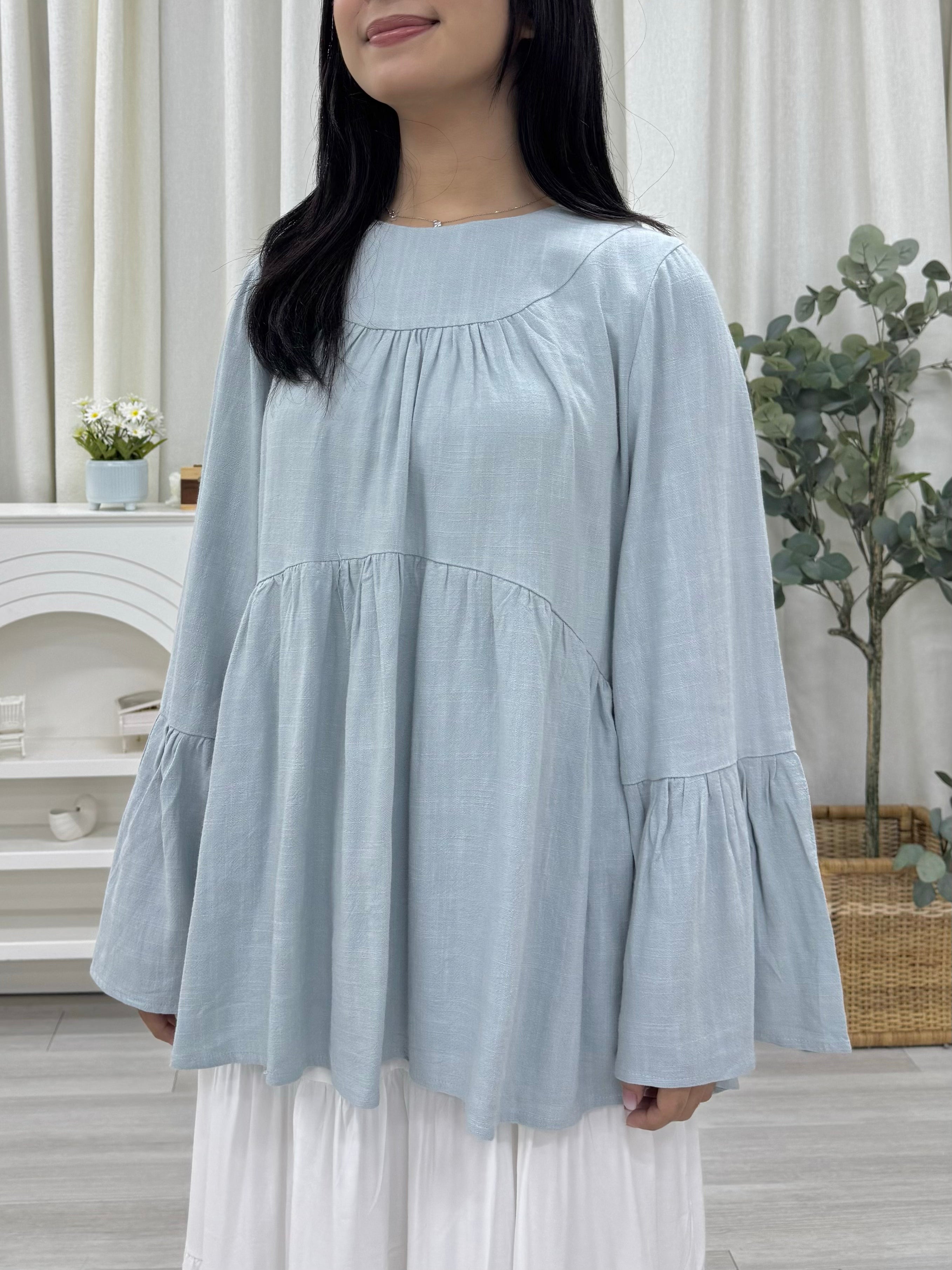 Swan Bell Wing Top Linen Pockets
