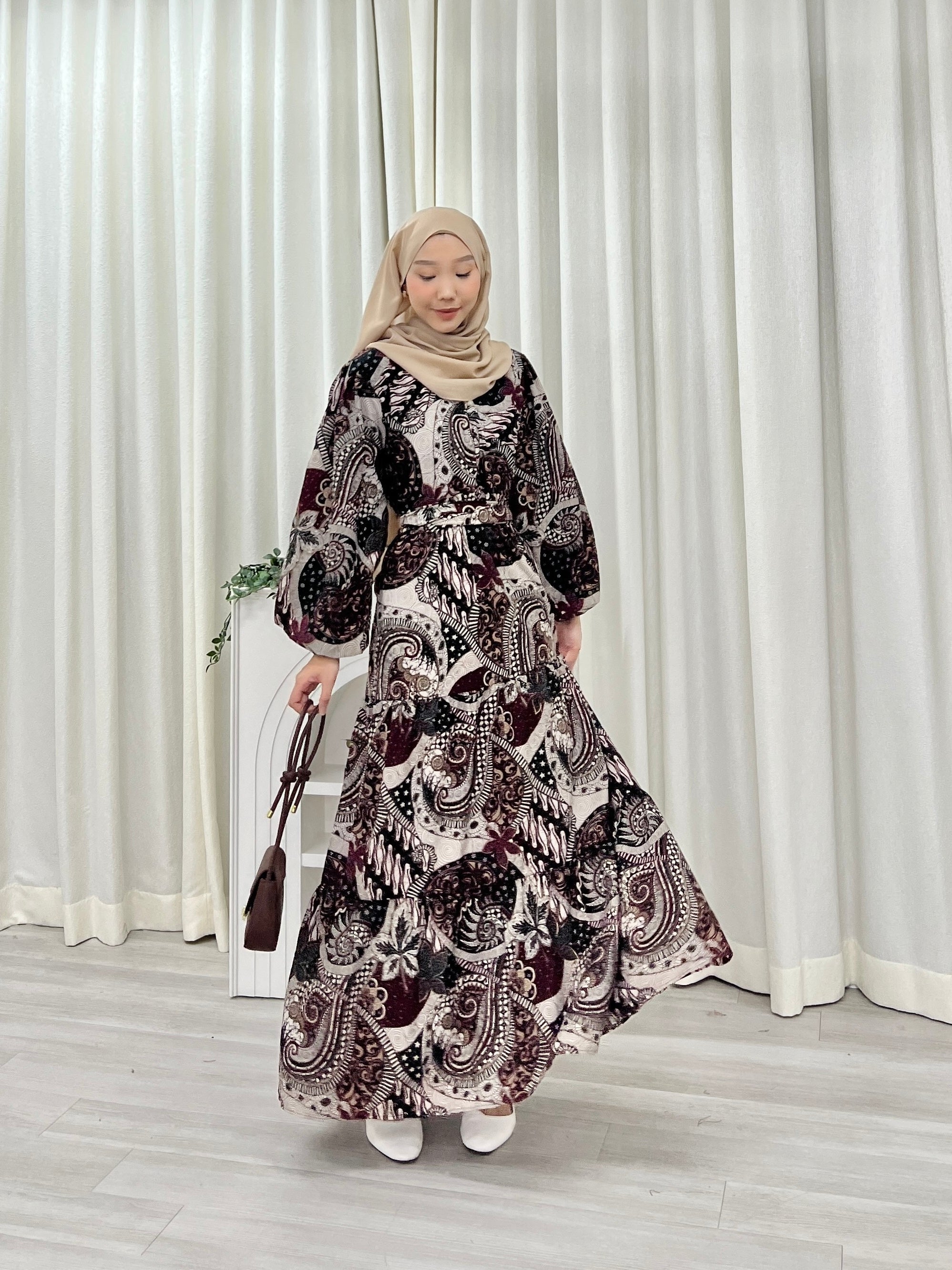 Batik Balloon Sleeve Dress - Jihan