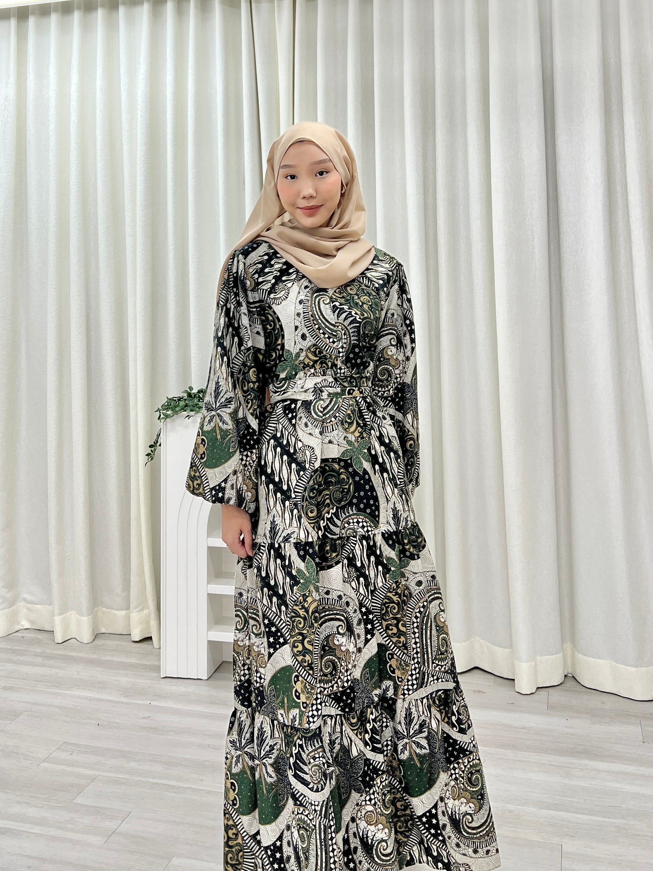 Batik Balloon Sleeve Dress - Jihan