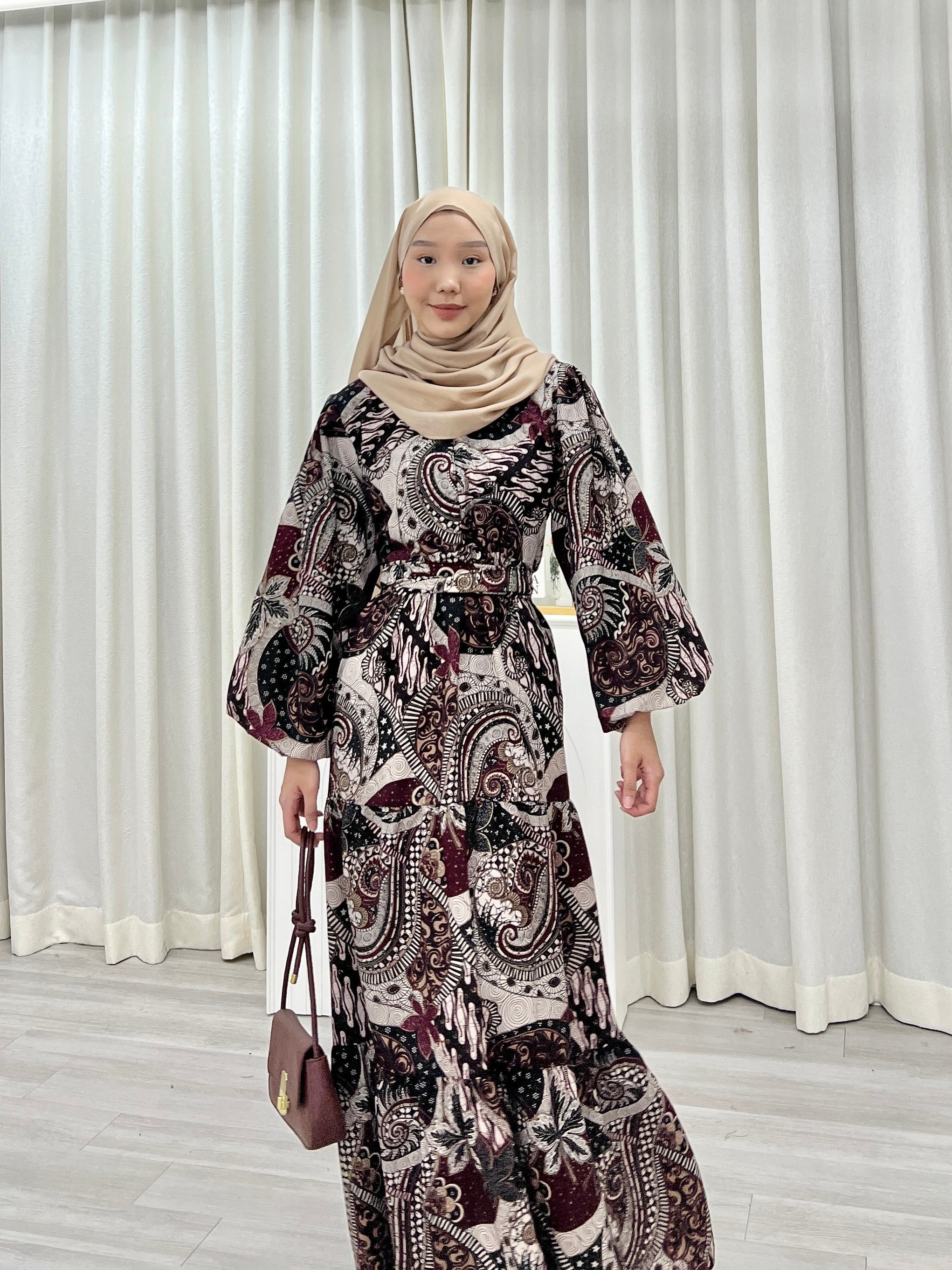 Batik Balloon Sleeve Dress - Jihan