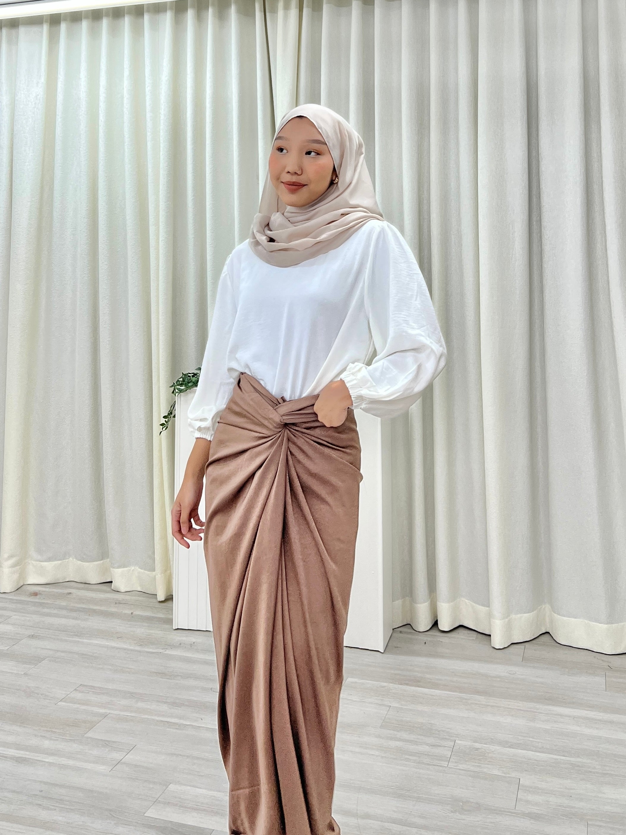 Textured Satin Wrap Skirt