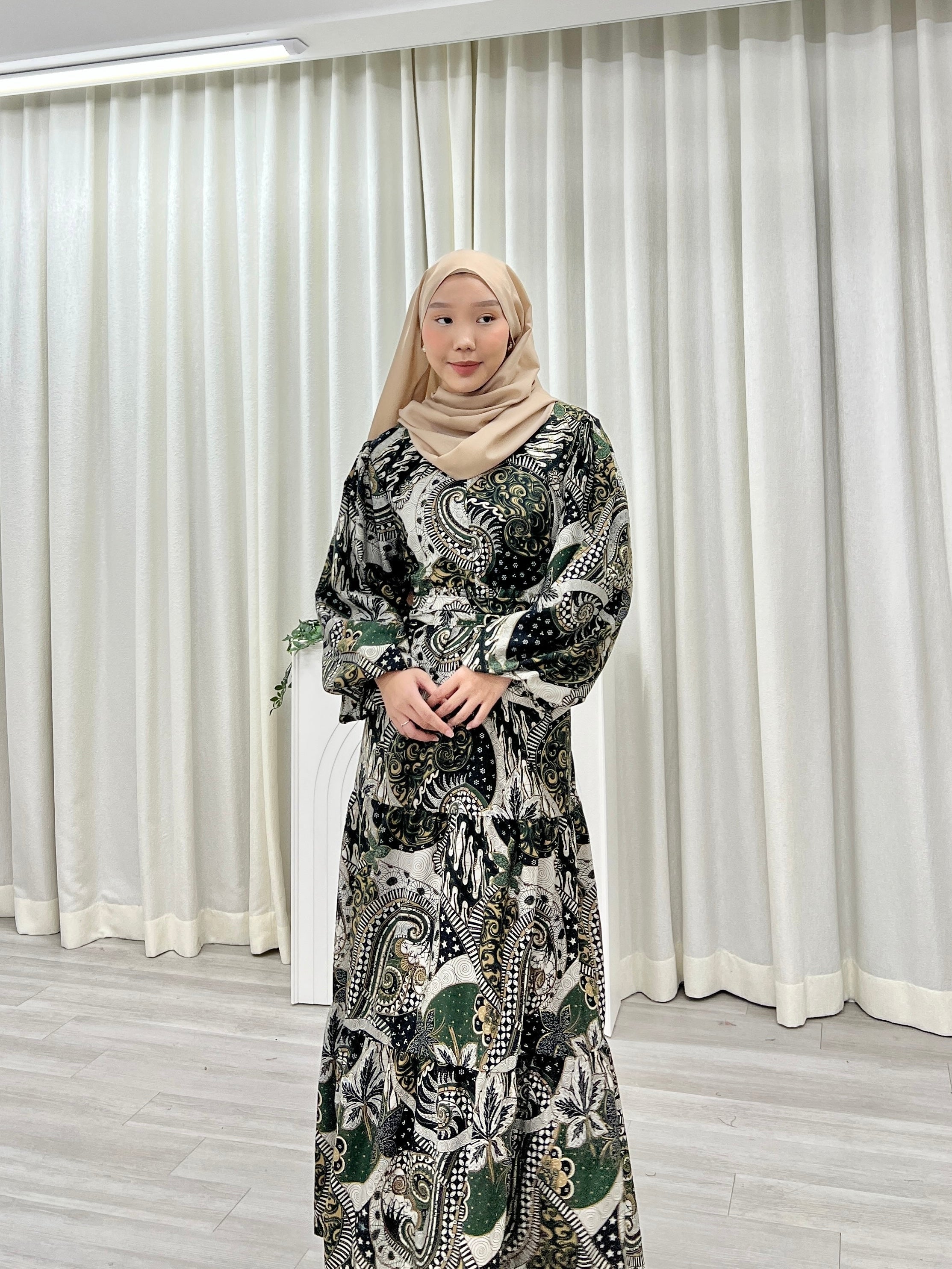 Batik Balloon Sleeve Dress - Jihan