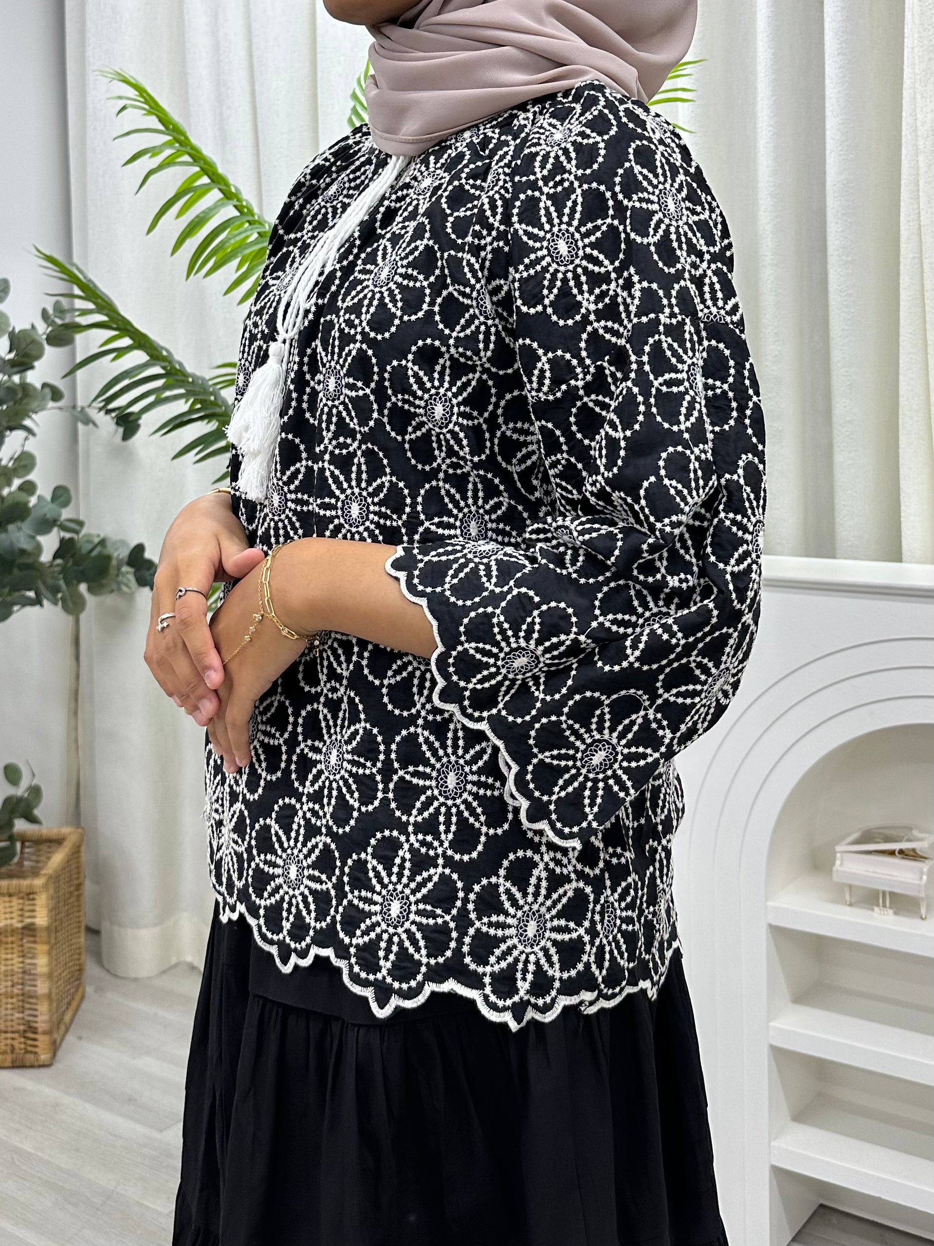 Flora Embroidered String Top