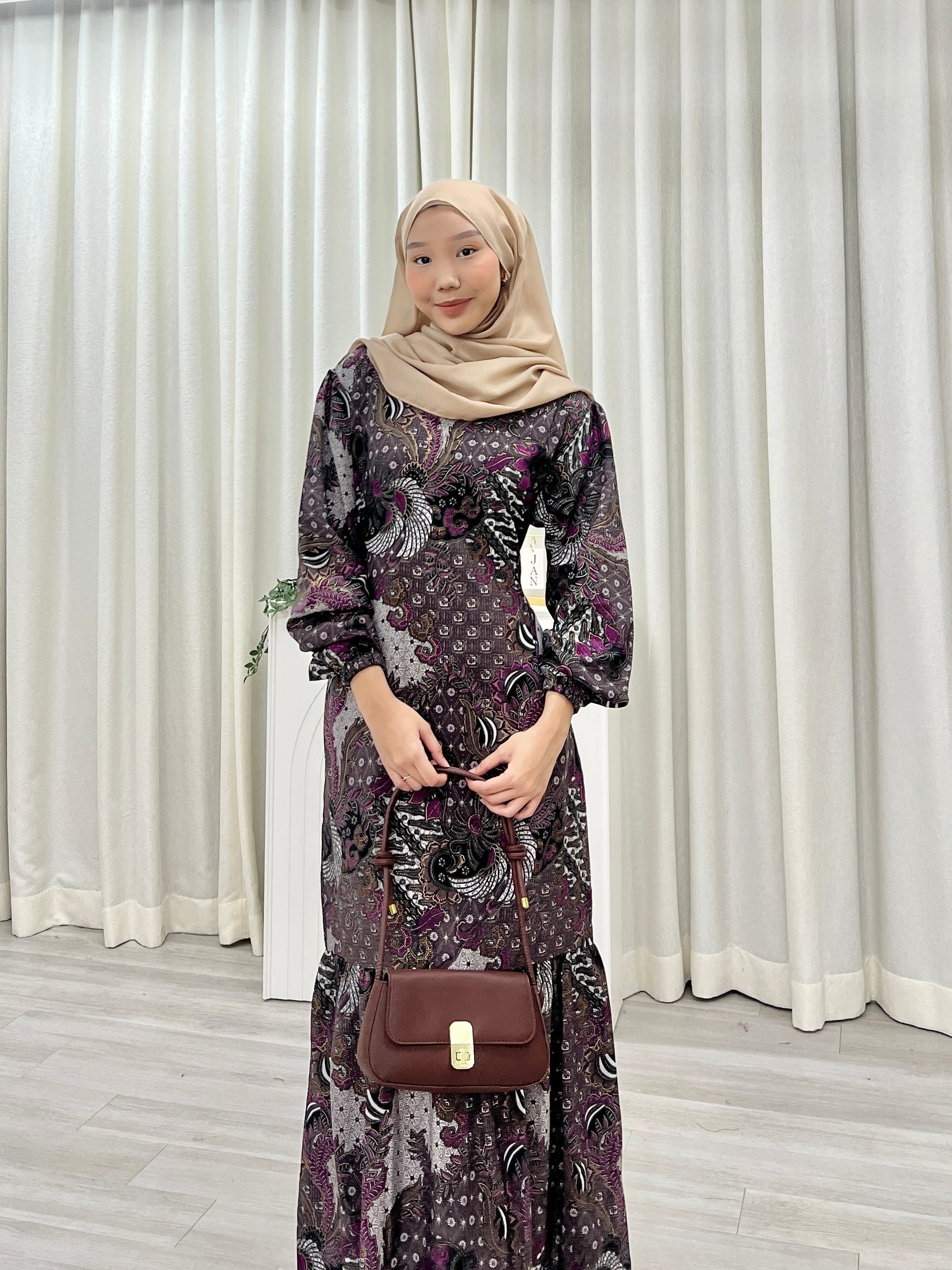 Batik Square Neck Ruffle Dress - Rina