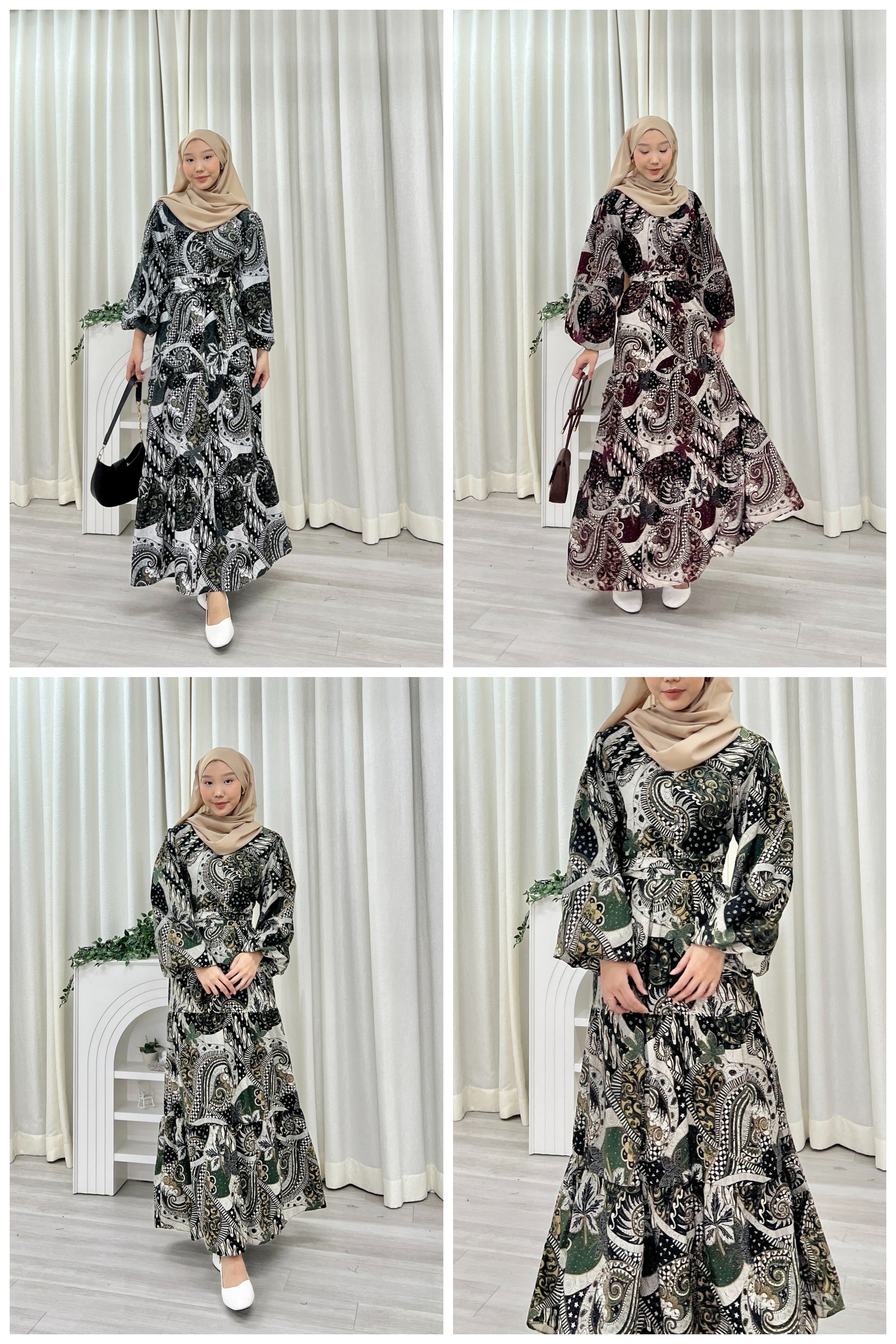 Batik Balloon Sleeve Dress - Jihan