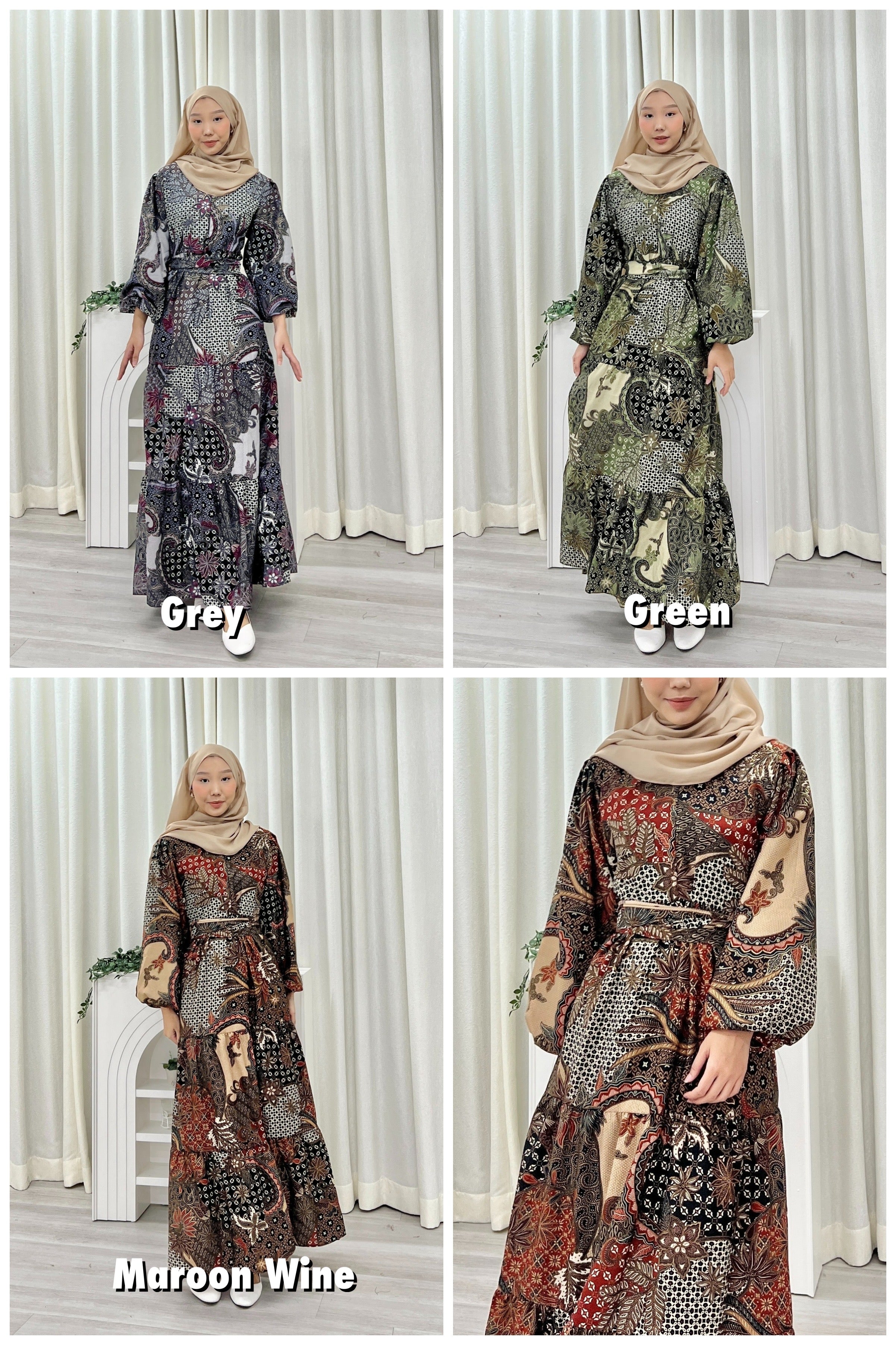 Batik Balloon Sleeve Dress - Fitri