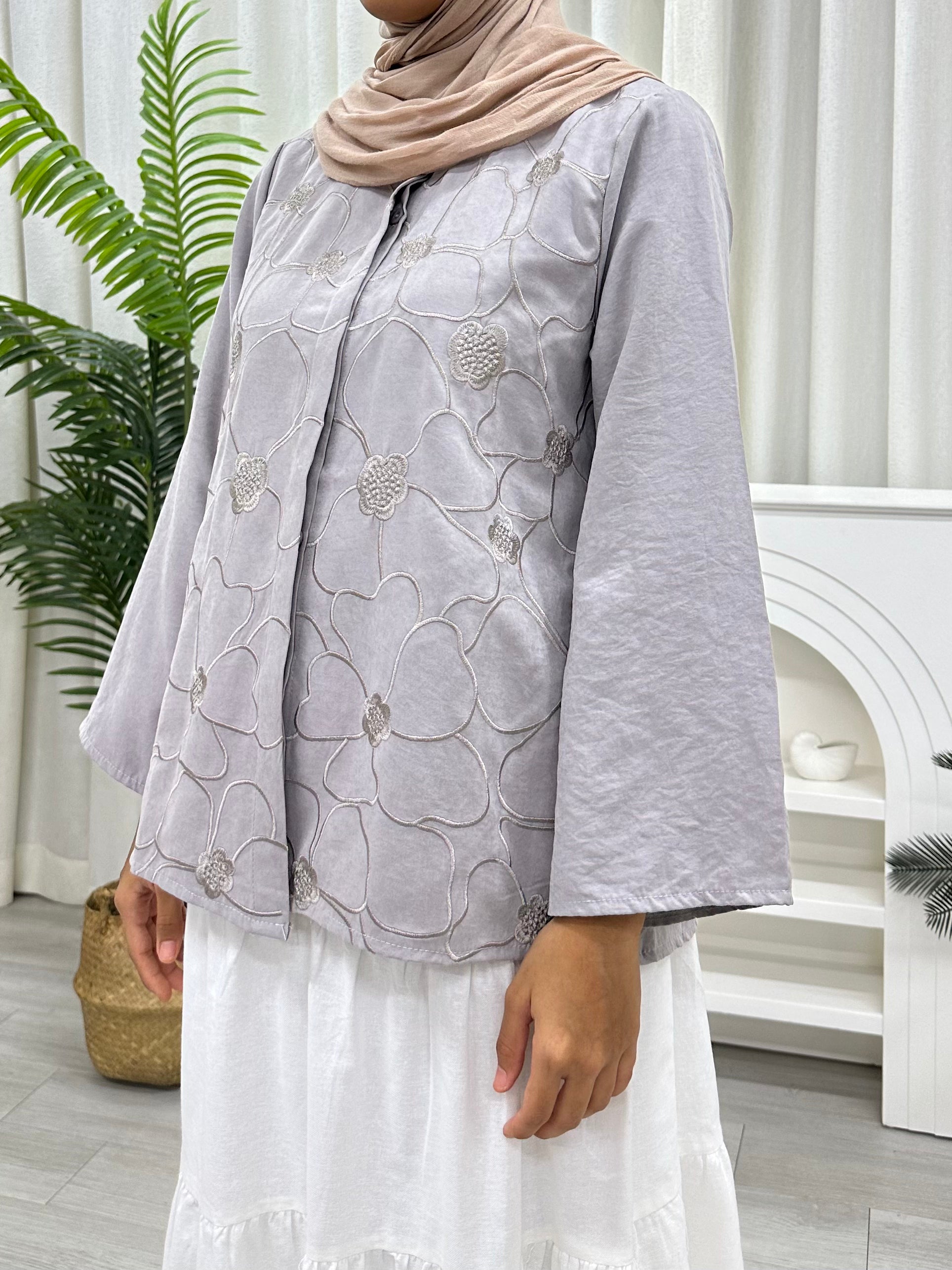 Floral Line Colour Top - Button